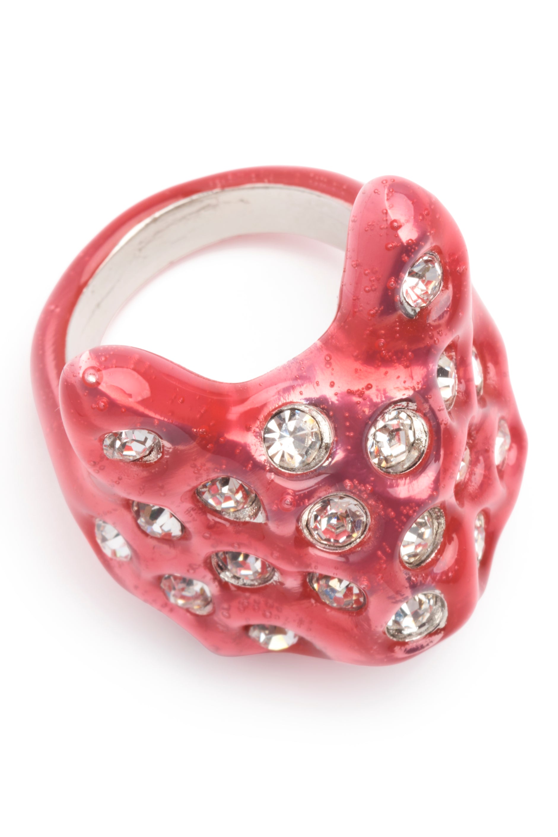 HOT PINK PUFFY BUNNY RING