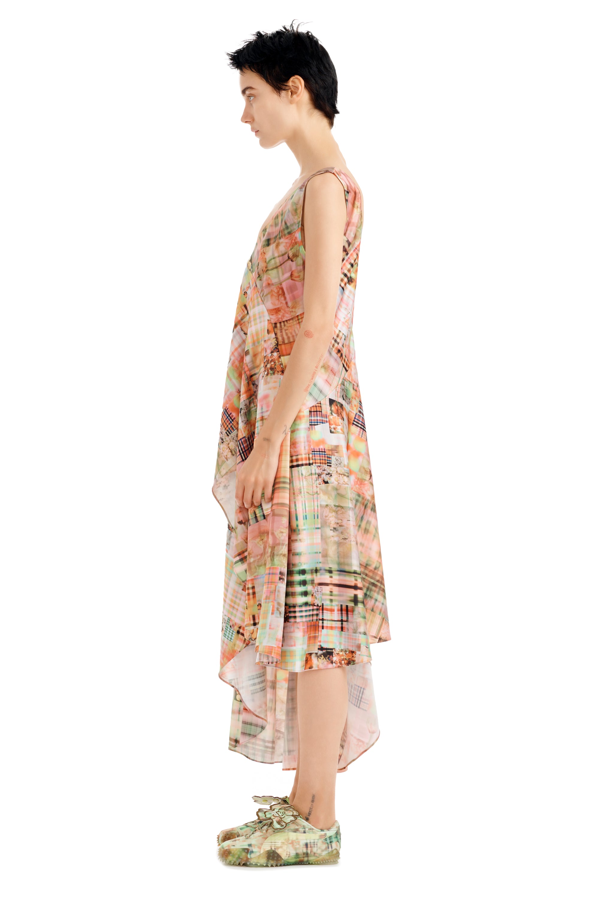 MULTI PLAID TULIP DRESS