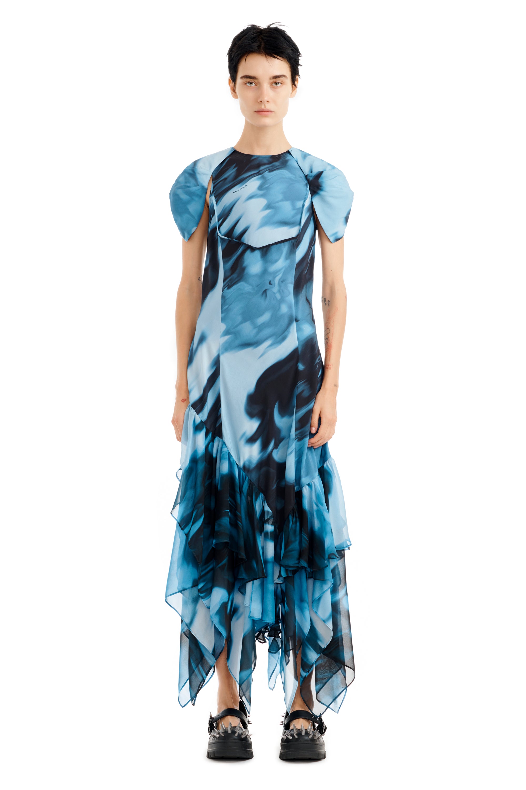 NAVY MELTING BLOOM HILLARY DRESS | COLLINA STRADA SMALL