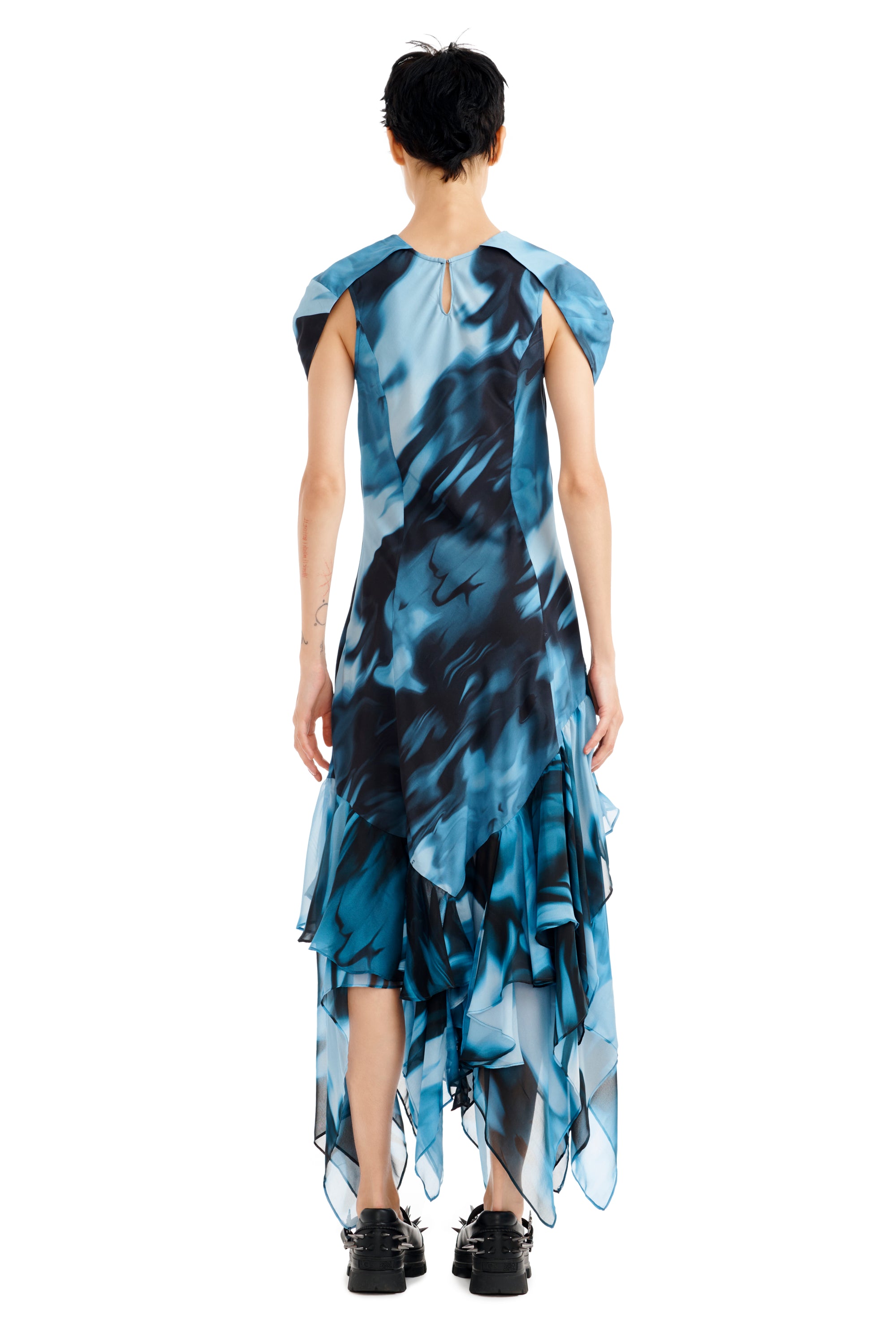 NAVY MELTING BLOOM HILLARY DRESS