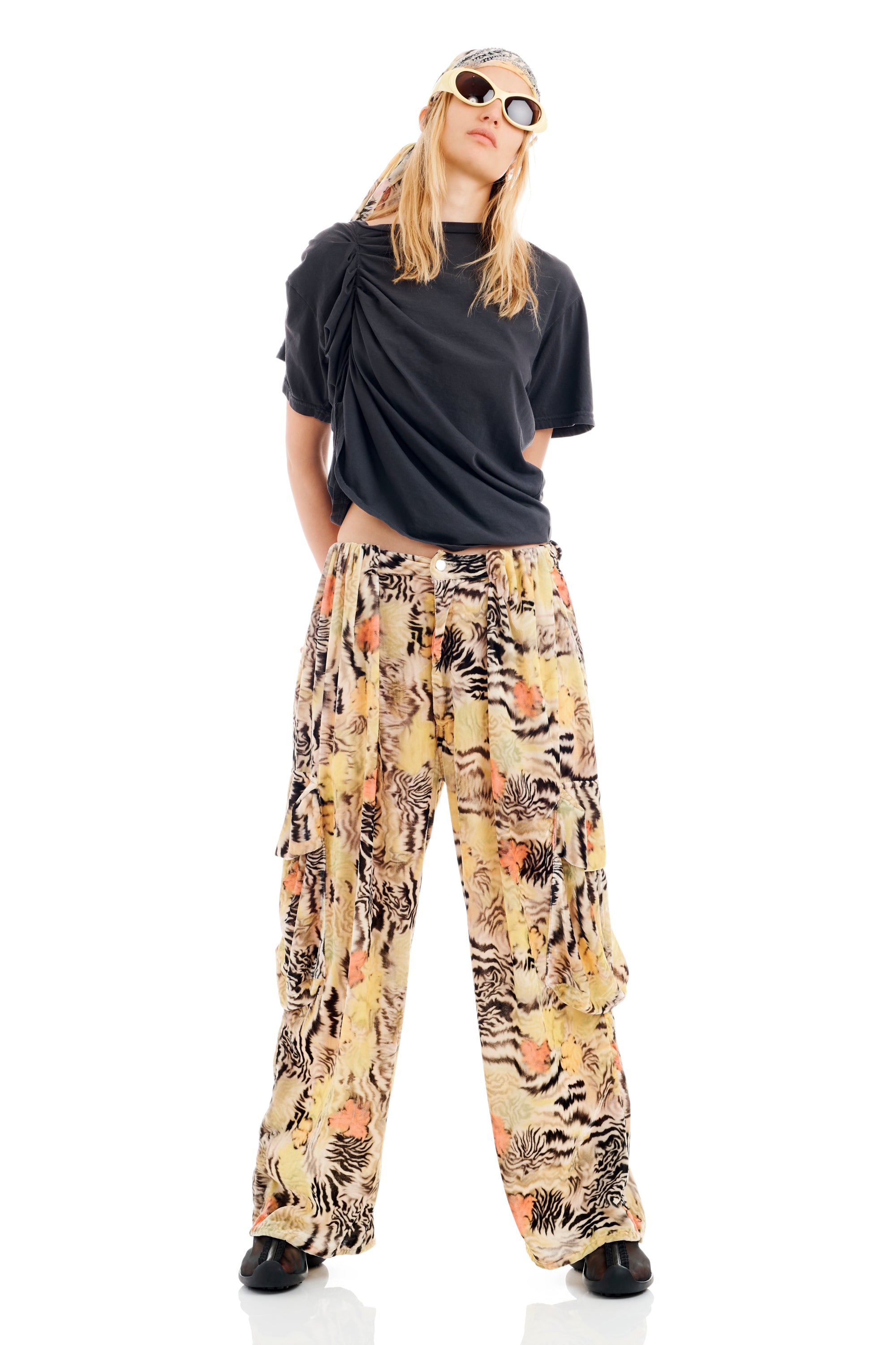 ZEBRA FLORAL PLEATED CARGO PANT