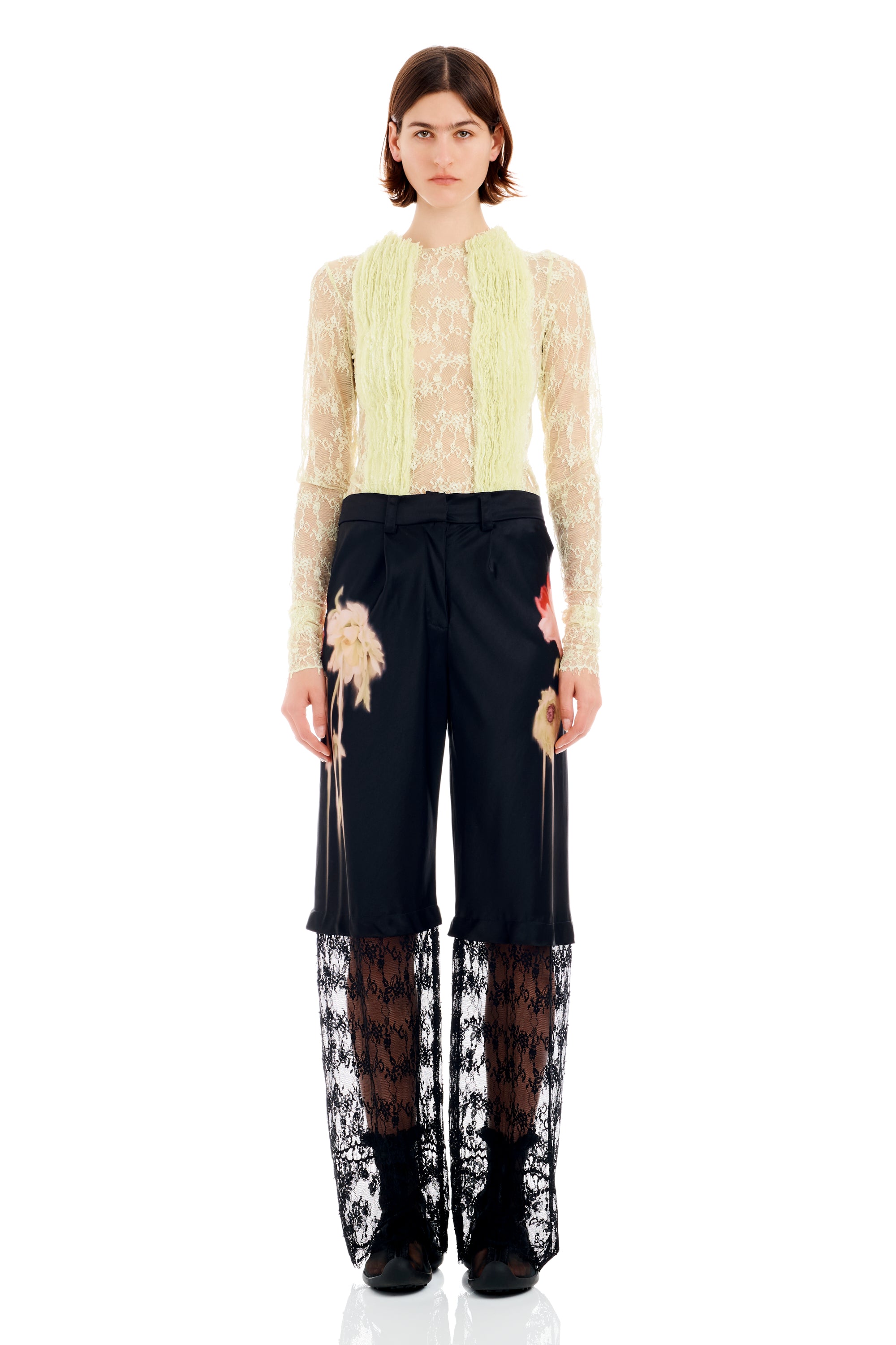 BLACK FLOWER DRIP DANTE LACE TROUSER