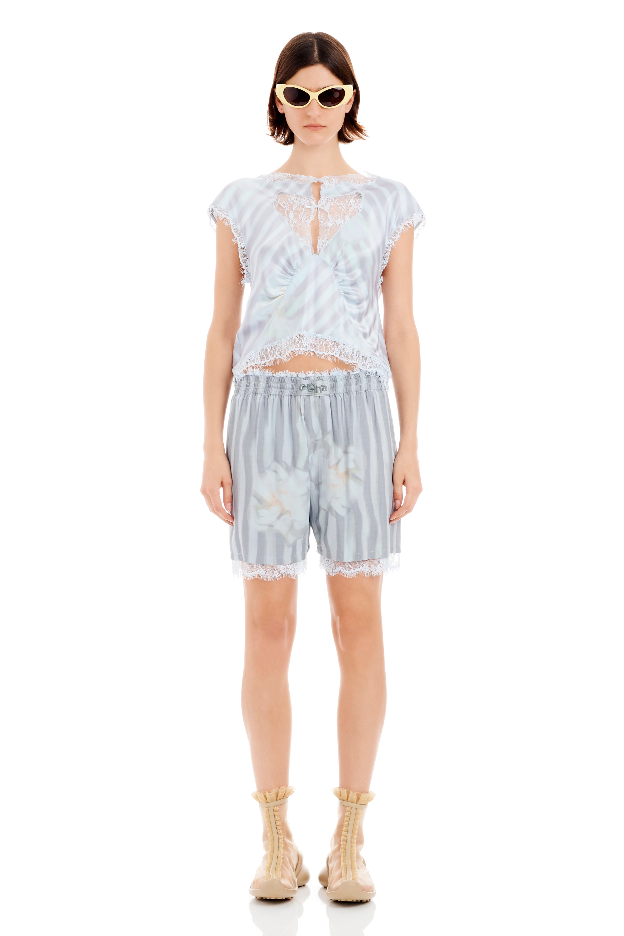 WASHED WAVY NAVY FLOWER STRIPE ODEON BOXER