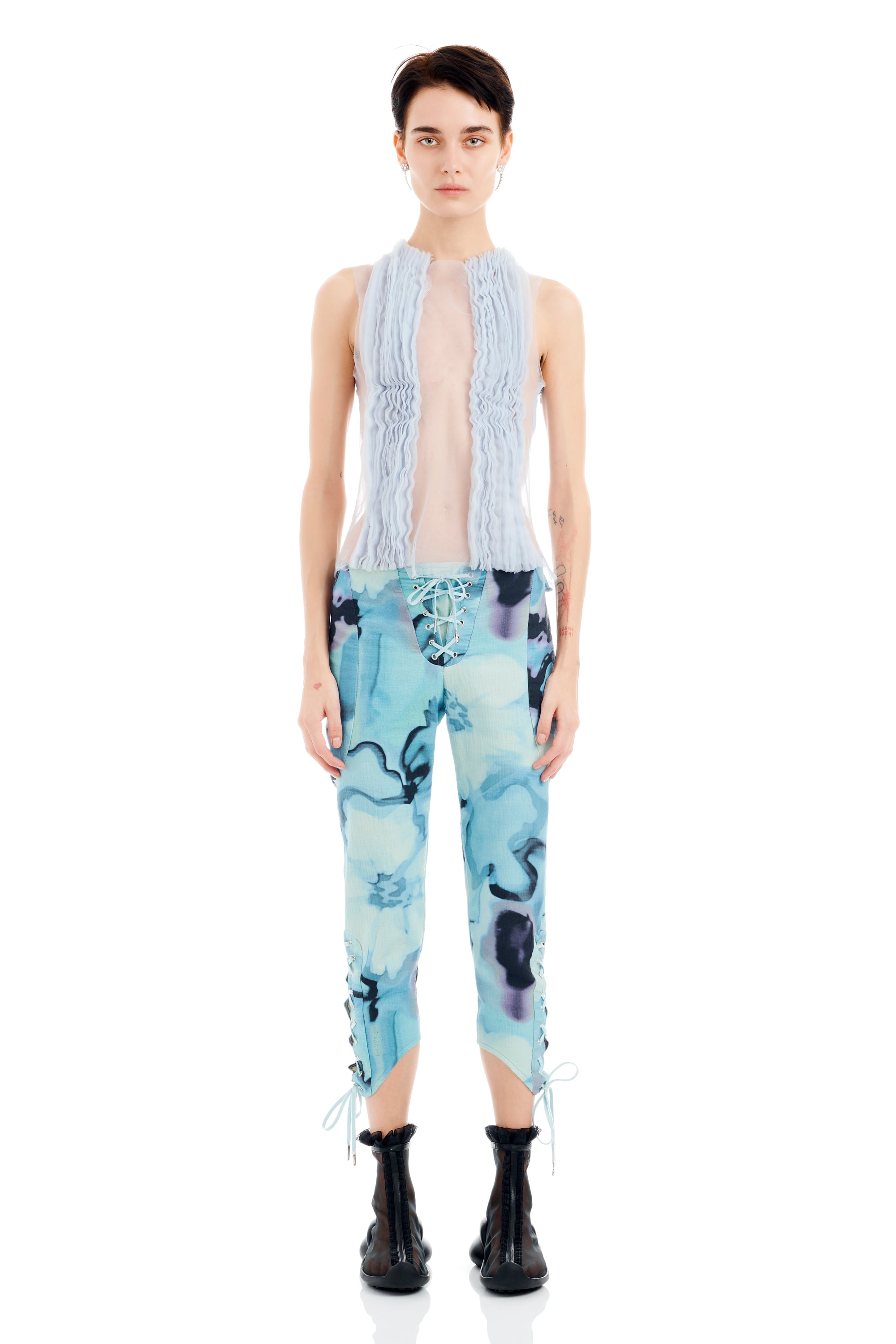 SKY WATERCOLOR FLORAL BANEBERRY PANT