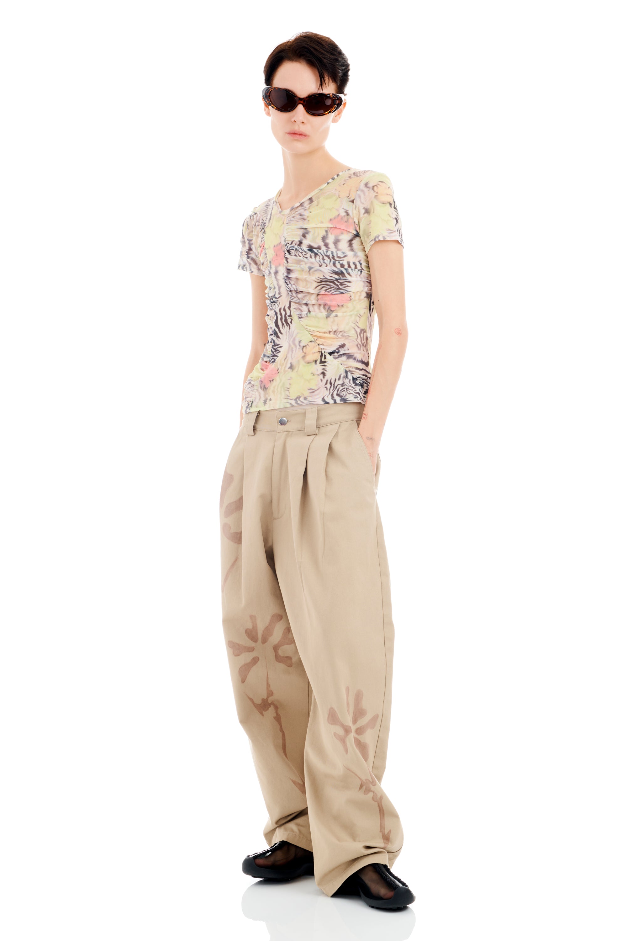 ZEBRA FLORAL SERPENTINE S/S TOP