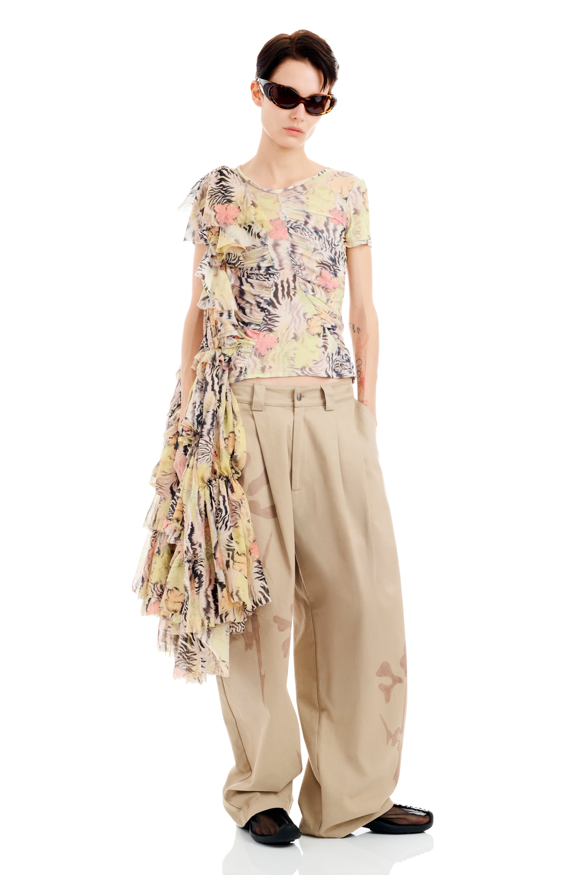 ZEBRA FLORAL SERPENTINE S/S TOP