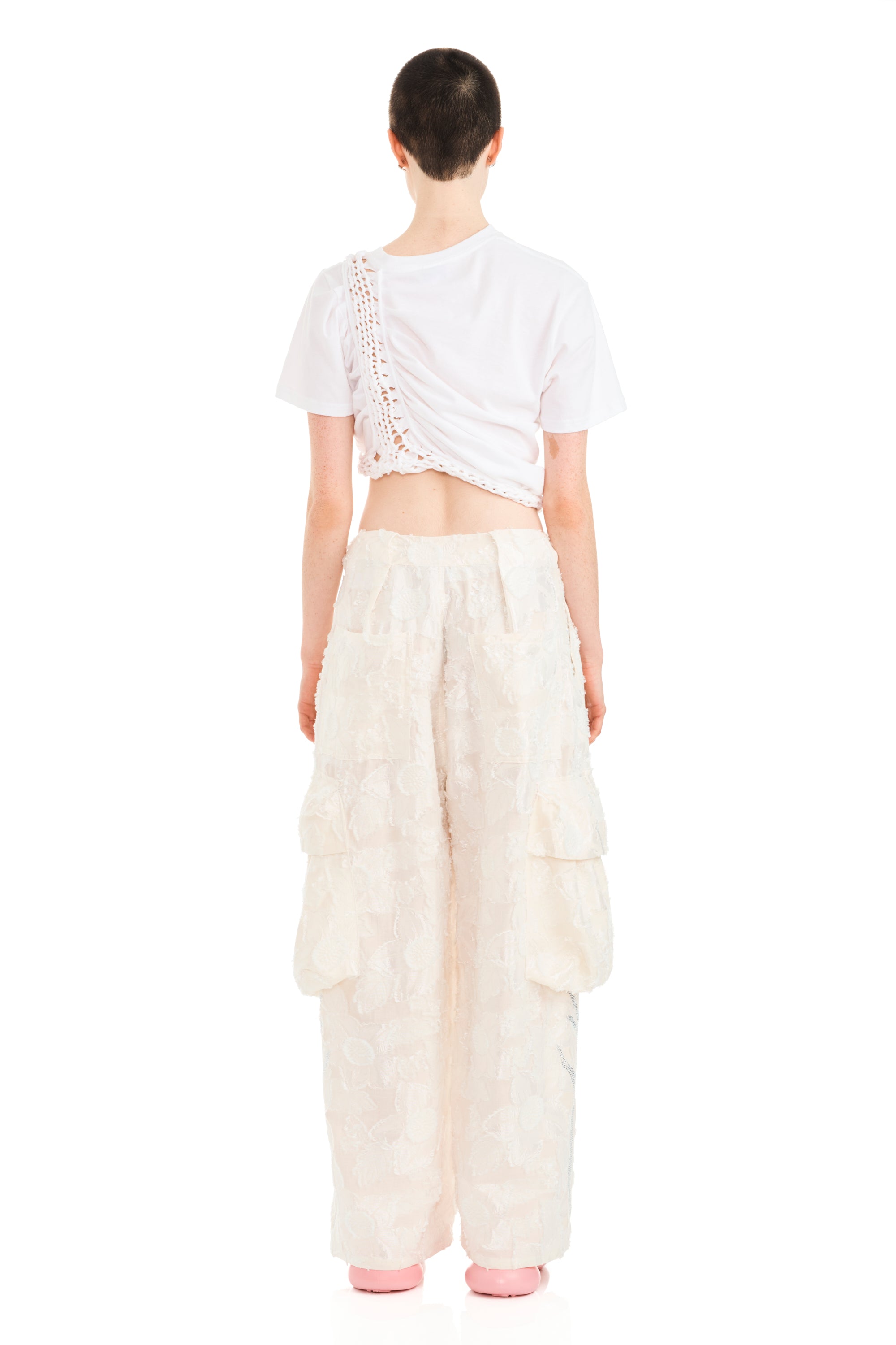 WHITE WINGS RHINESTONE PLEATED CARGO PANT