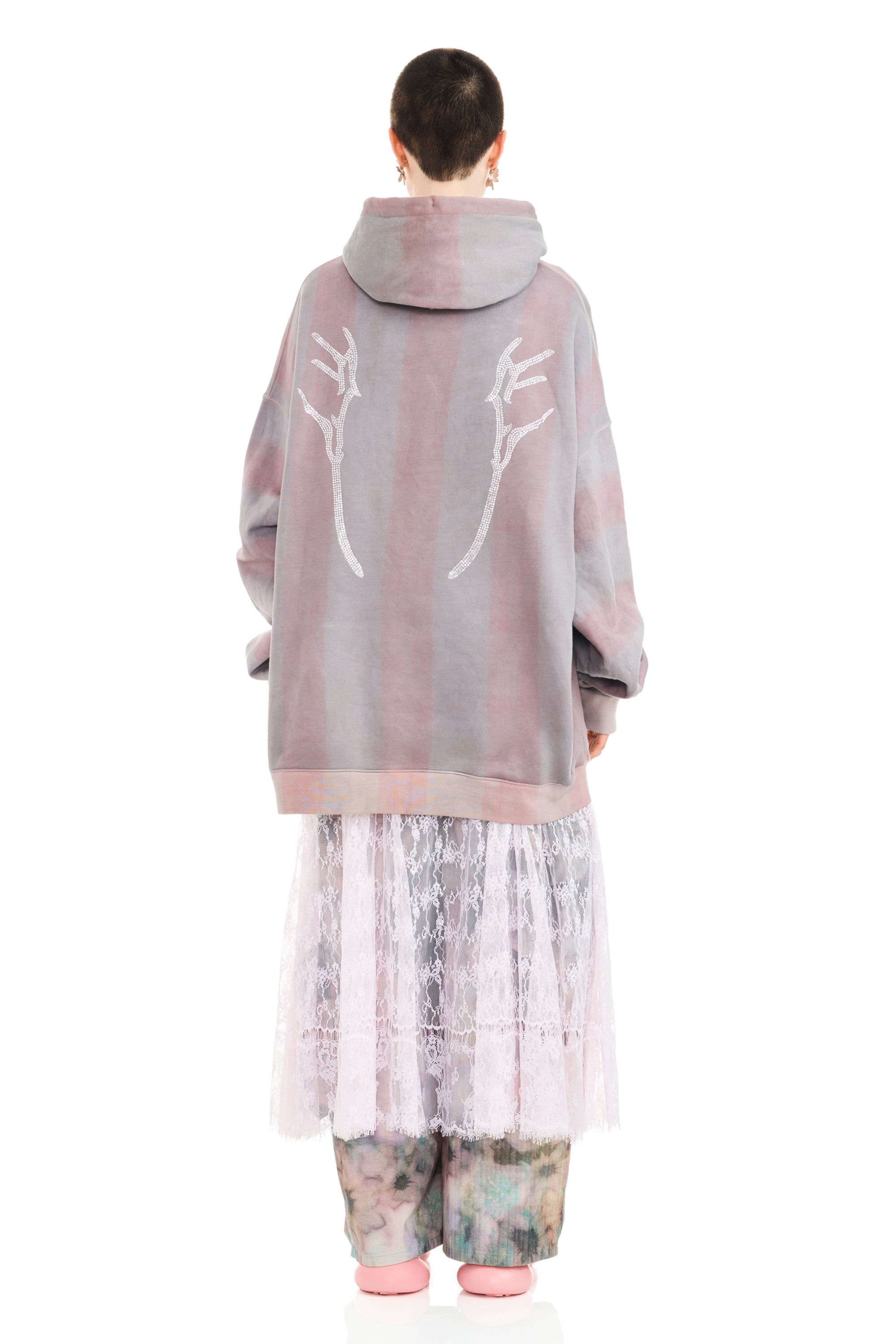 FOG STRIPE SOFT HEART HOODIE