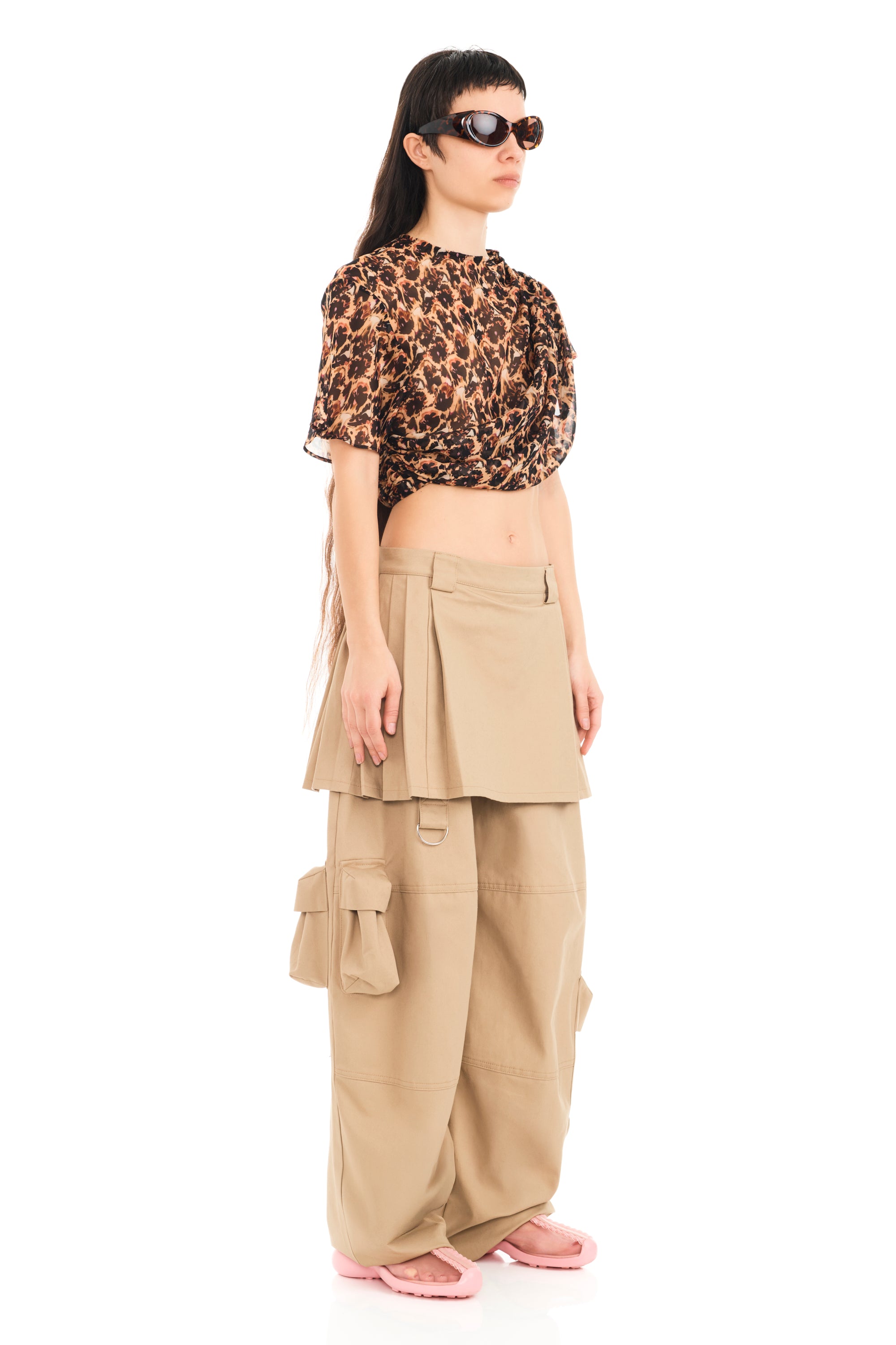LEOPARD PEONY EVA DRAPED TOP