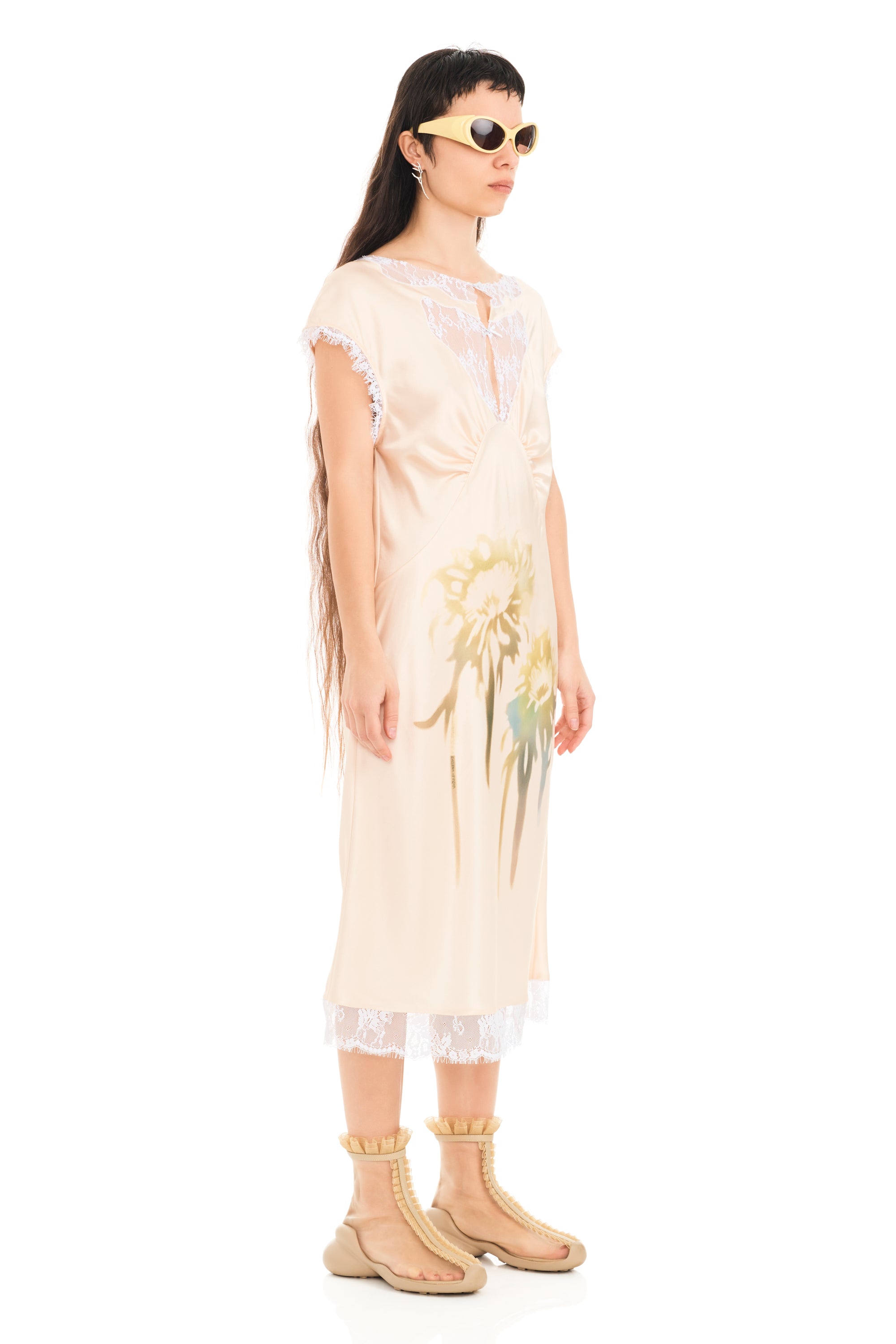 BUTTER FADED FLOWER WATERLILY MIDI DRESS