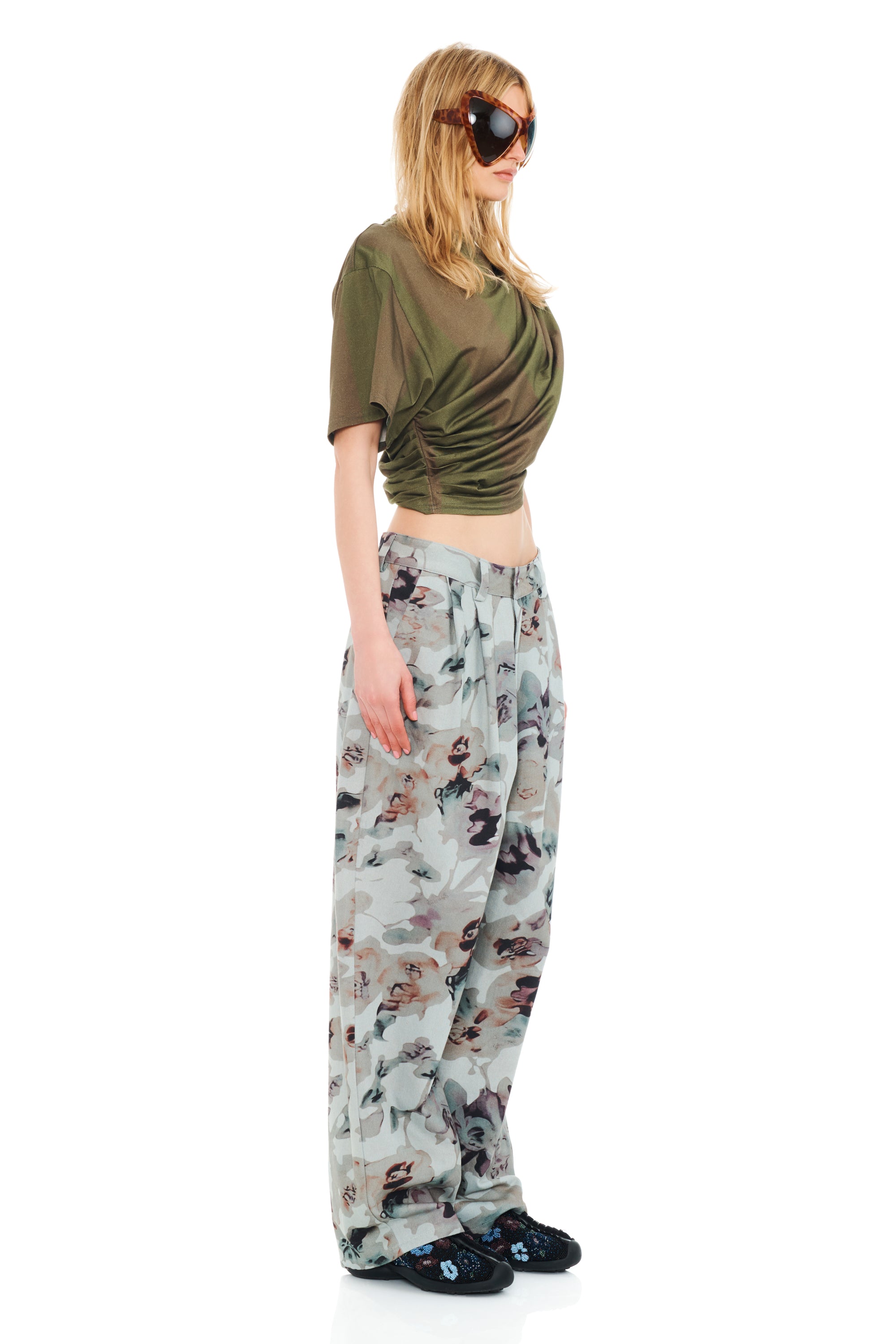 BEIGE WATERCOLOR ROSES CATCHFLY PANT