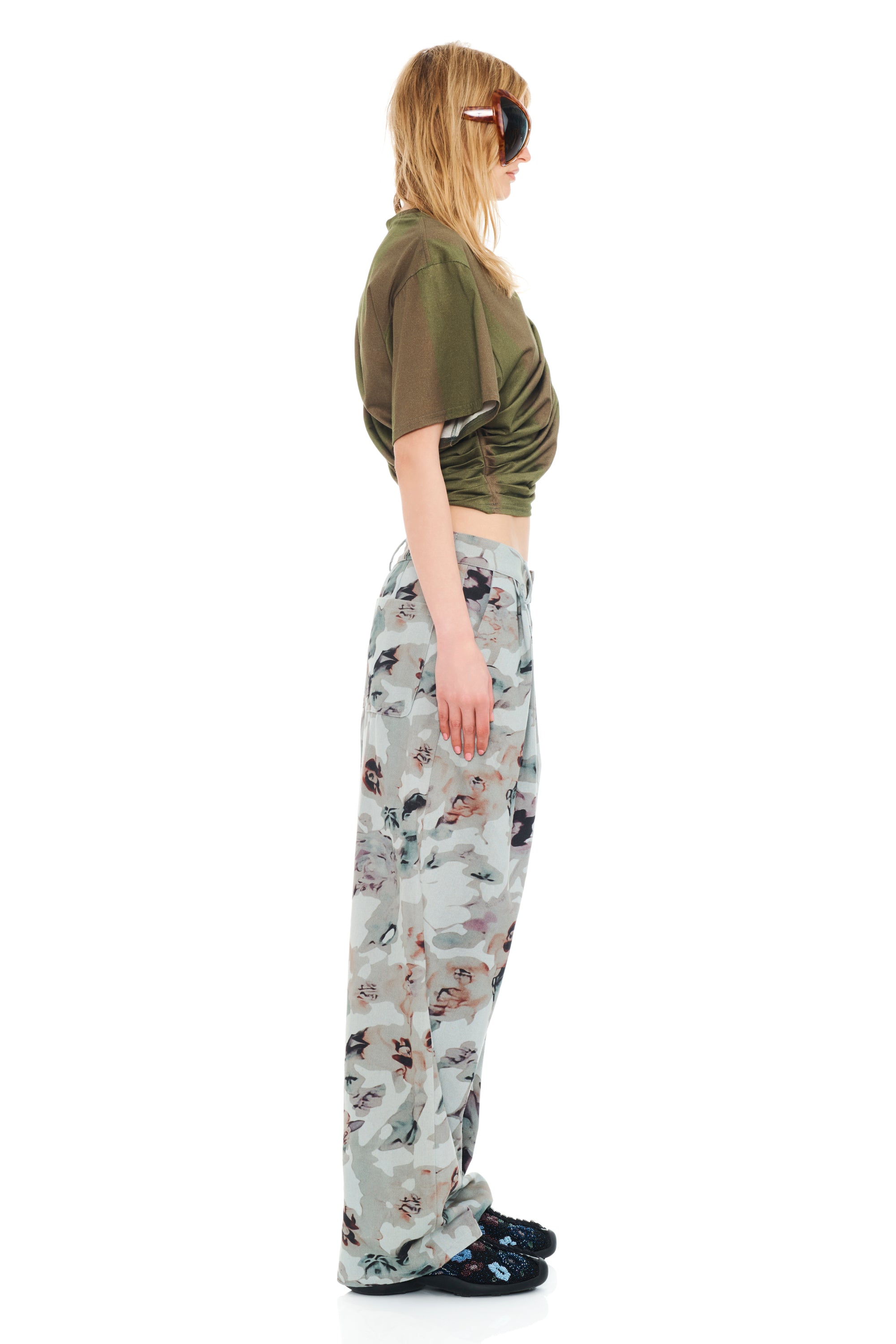 BEIGE WATERCOLOR ROSES CATCHFLY PANT