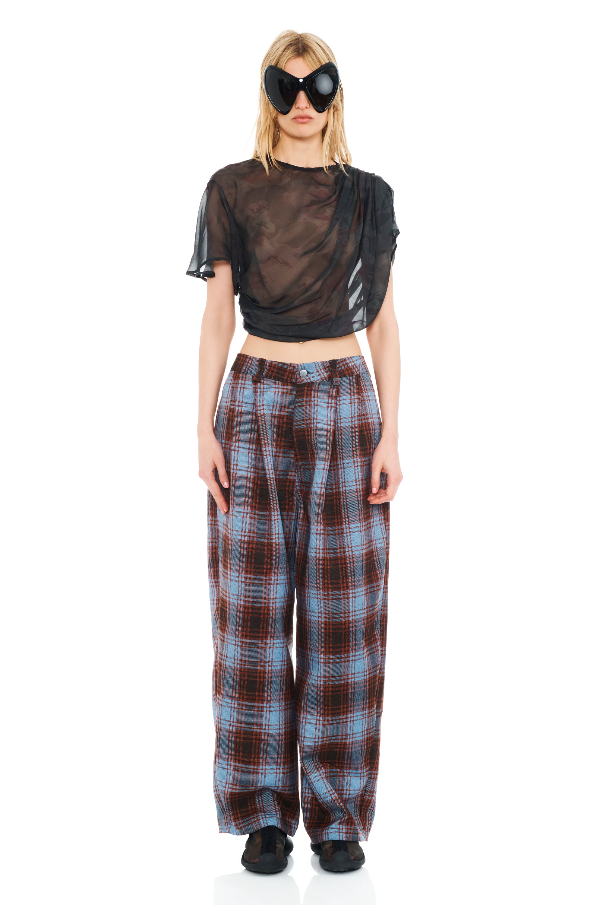 CRANBERRY SKY PLAID BUSTLE CATCHFLY PANT | Collina Strada
