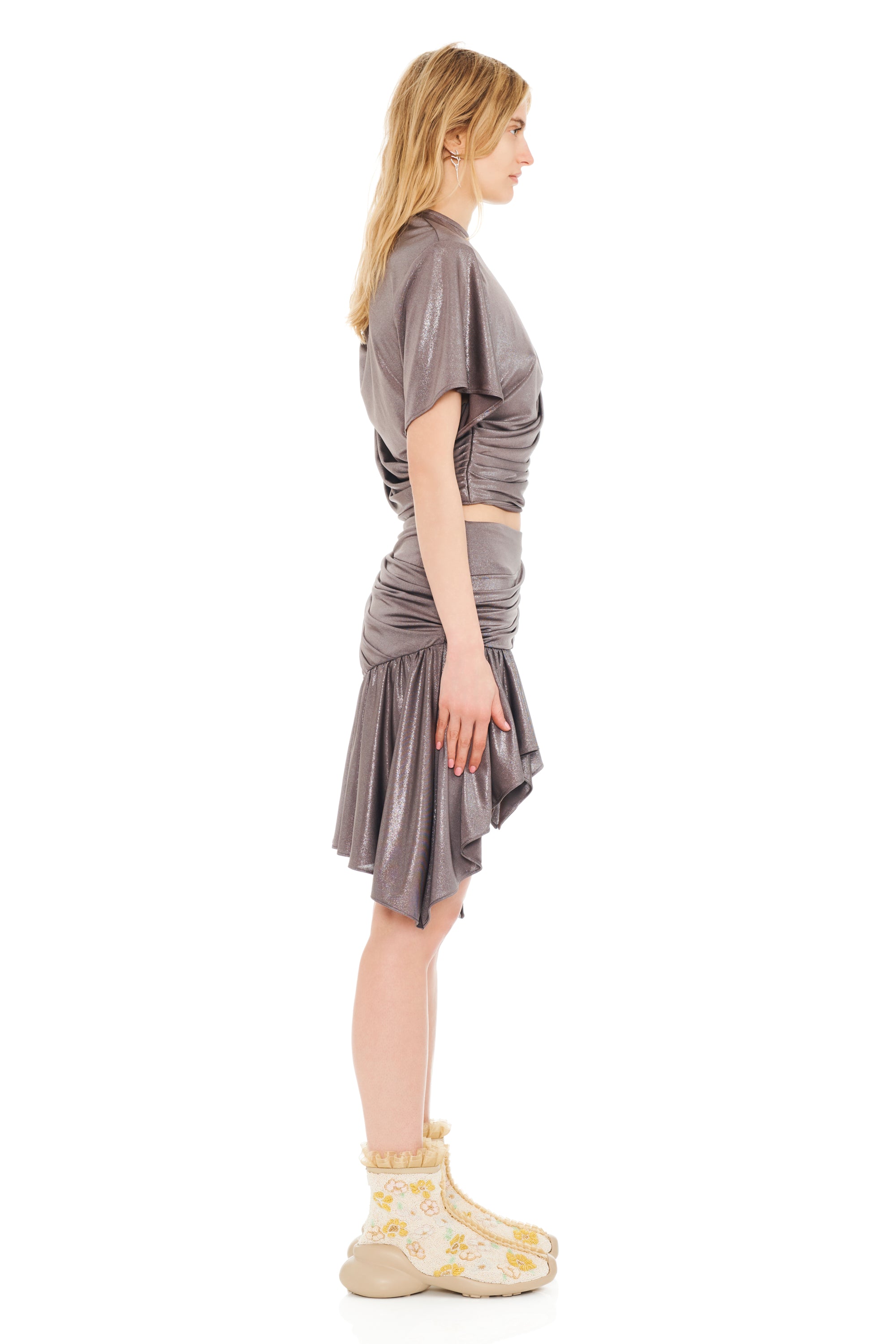 SILVER LAME CELOSIA MINI SKIRT