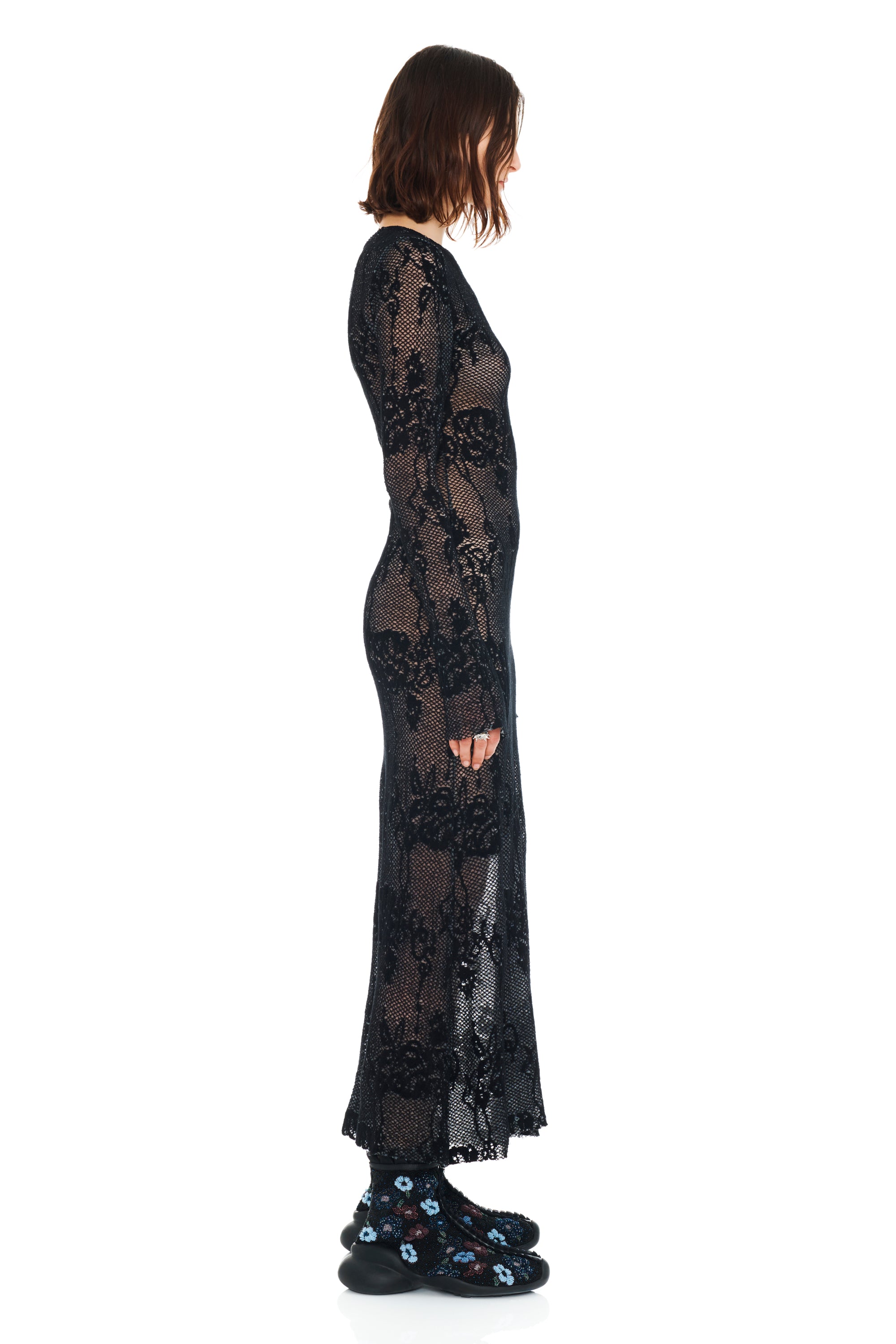 BLACK KNIT LACE YURI DRESS