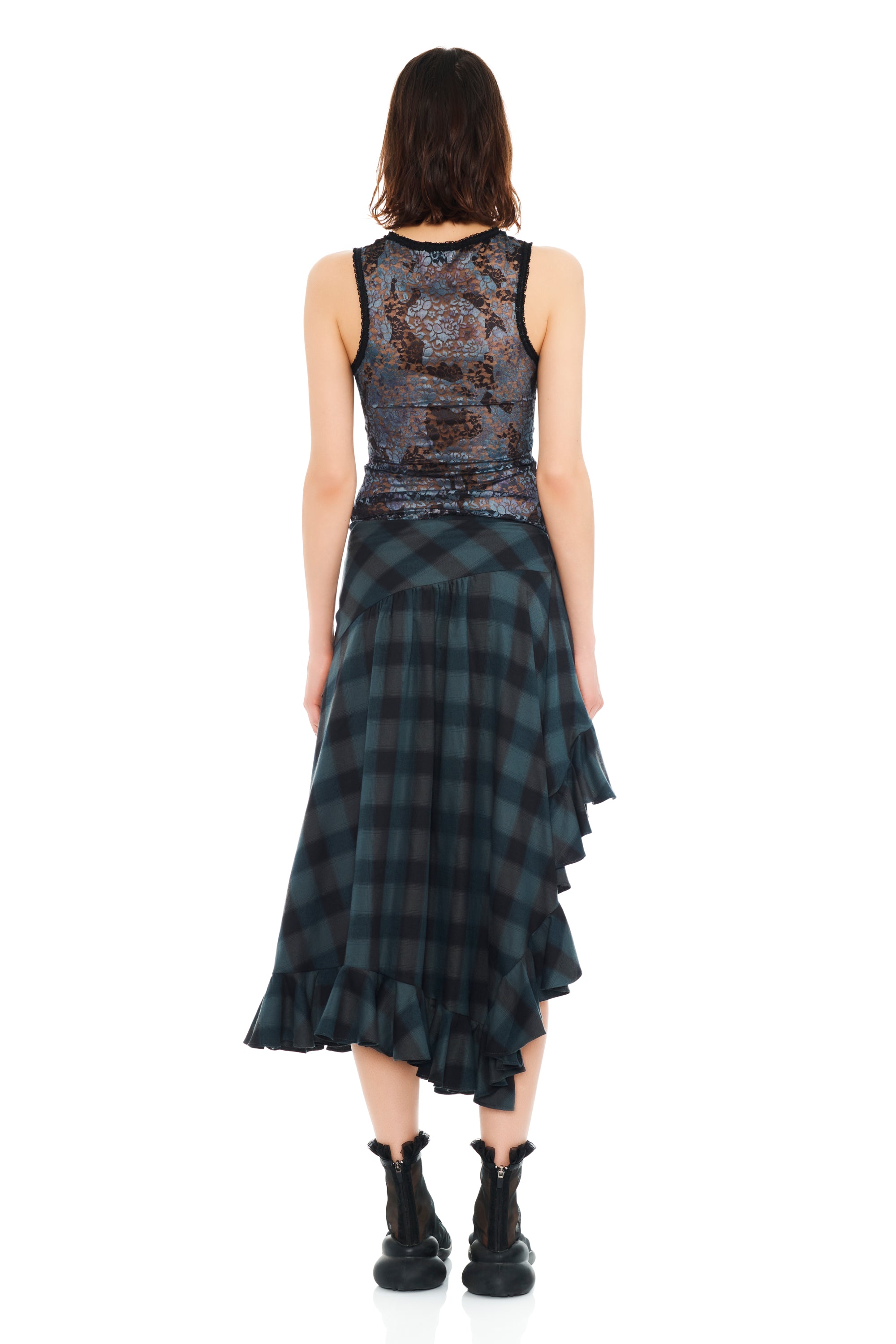 BLACK WATERCOLOR ROSES LACE DACHI TOP