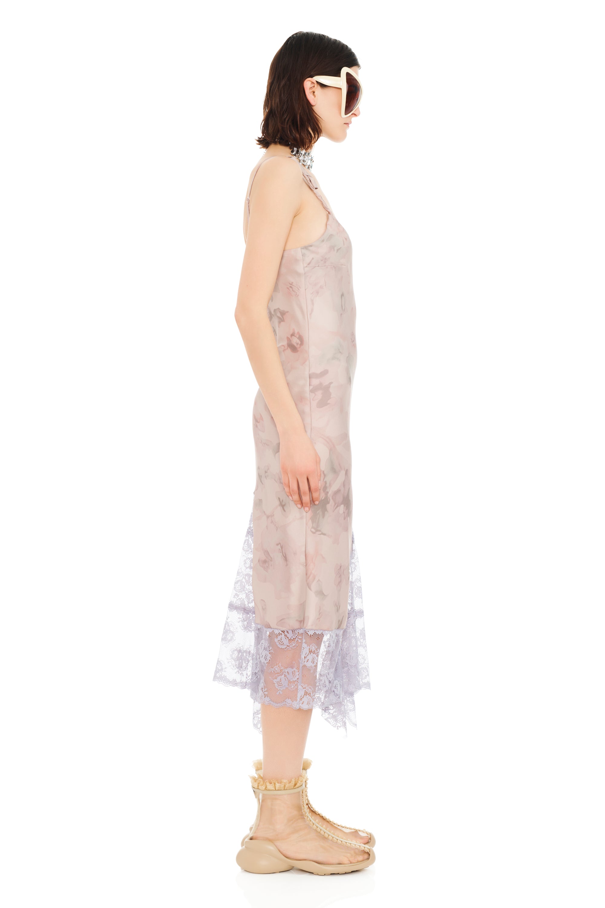 BEIGE WATERCOLOR ROSES CYPRESS DRESS
