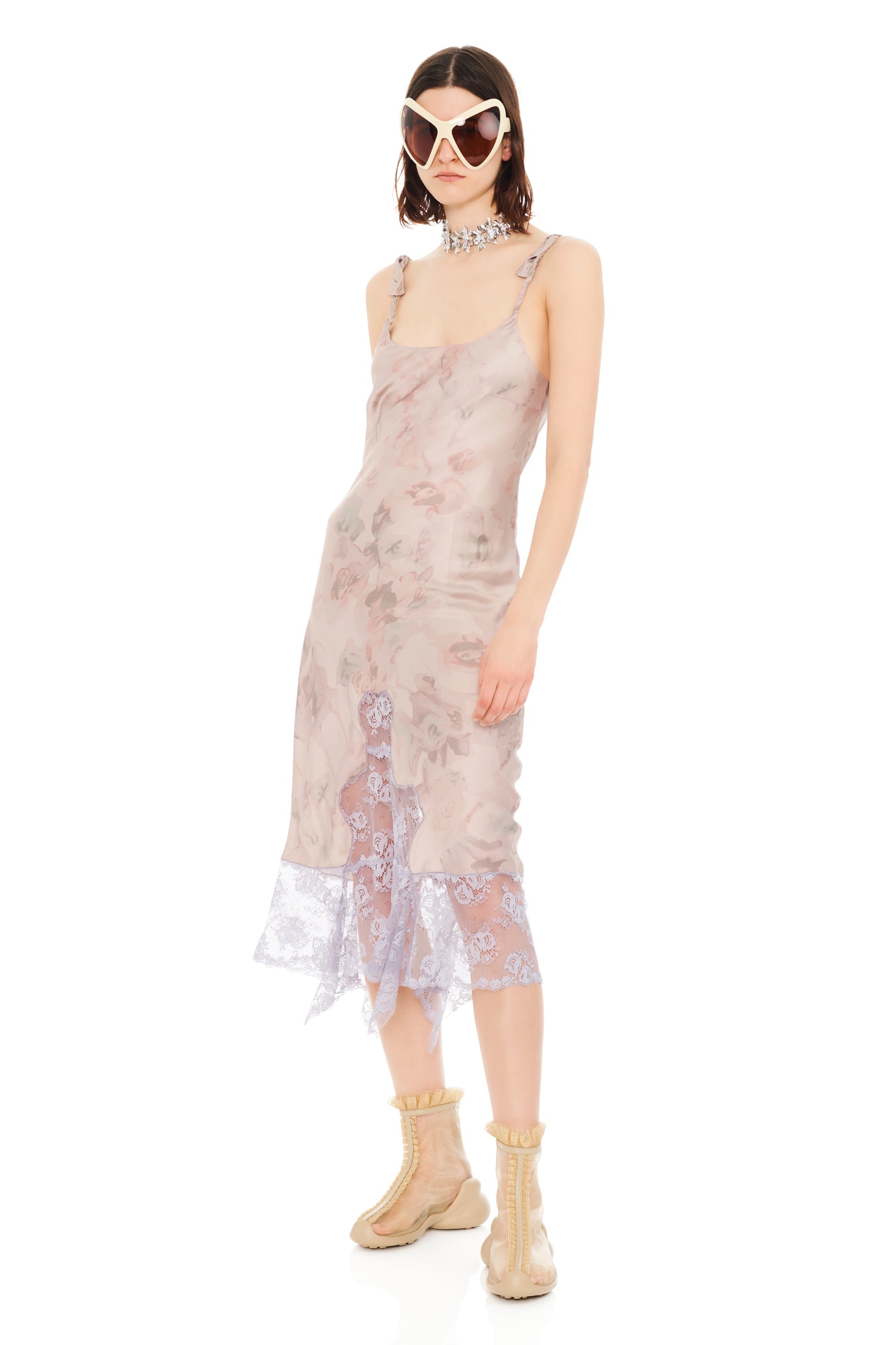 BEIGE WATERCOLOR ROSES CYPRESS DRESS