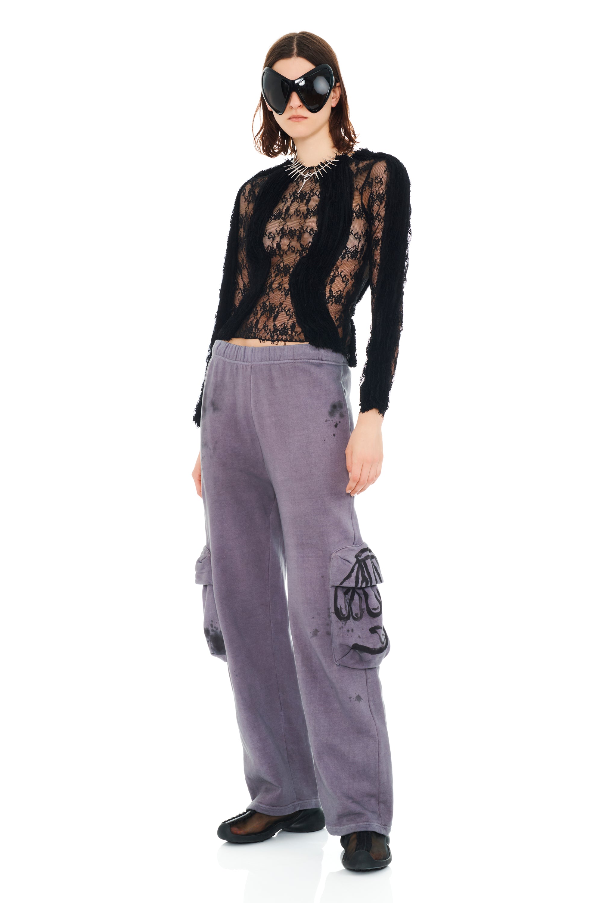 CHARCOAL DAISY CARGO SWEATPANT