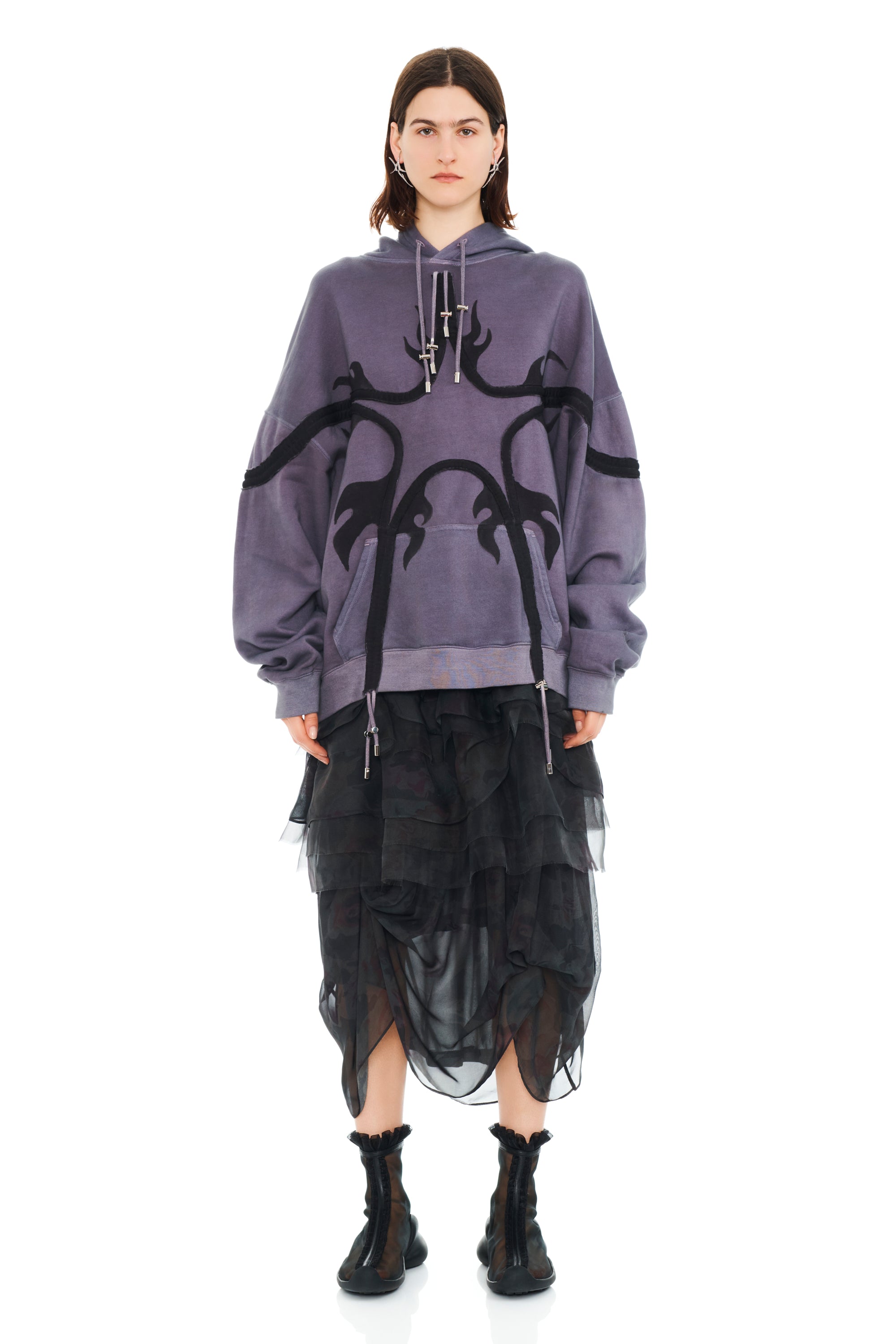 CHARCOAL FLAMES STAR HOODIE | COLLINA STRADA