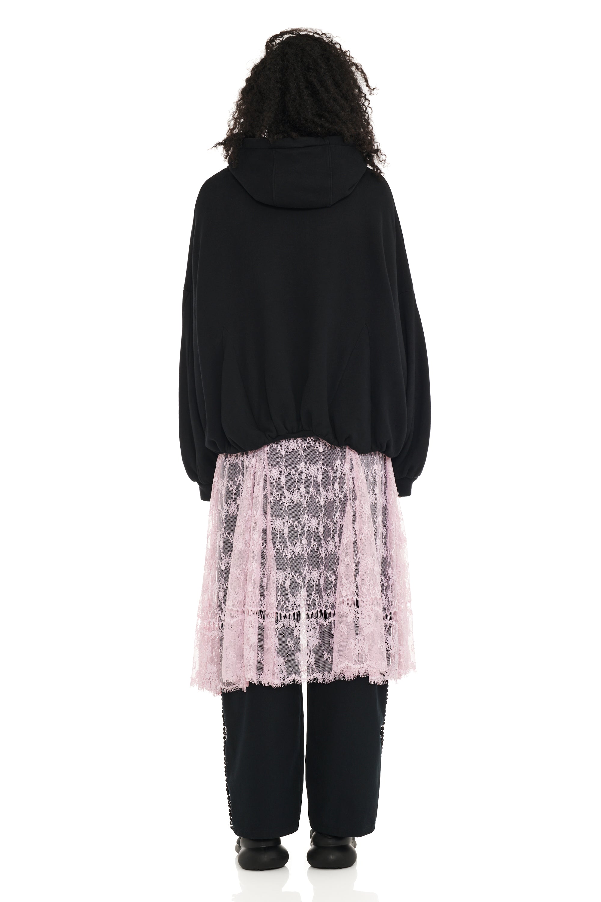 BLACK FLOWER DREAM GATHERED HOODIE