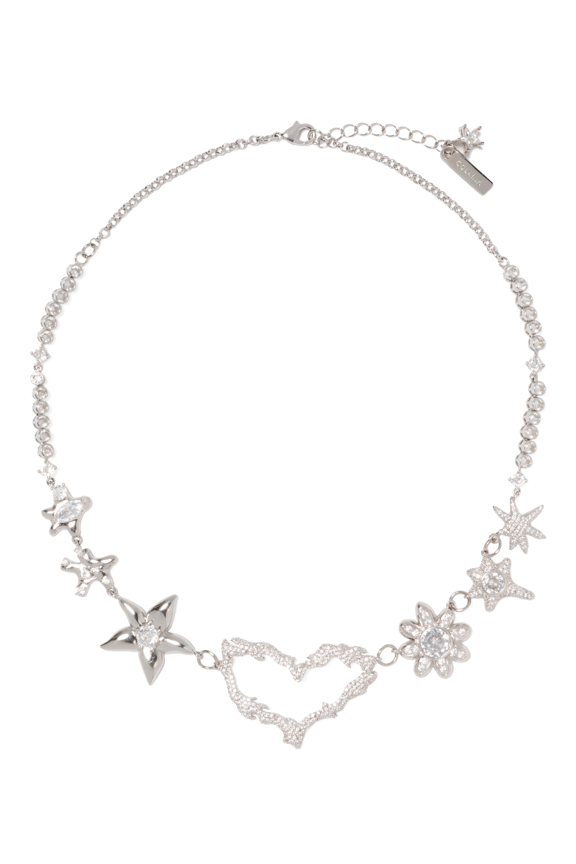CRYSTAL CLEAR HEART FLAME CONSTELLATION NECKLACE