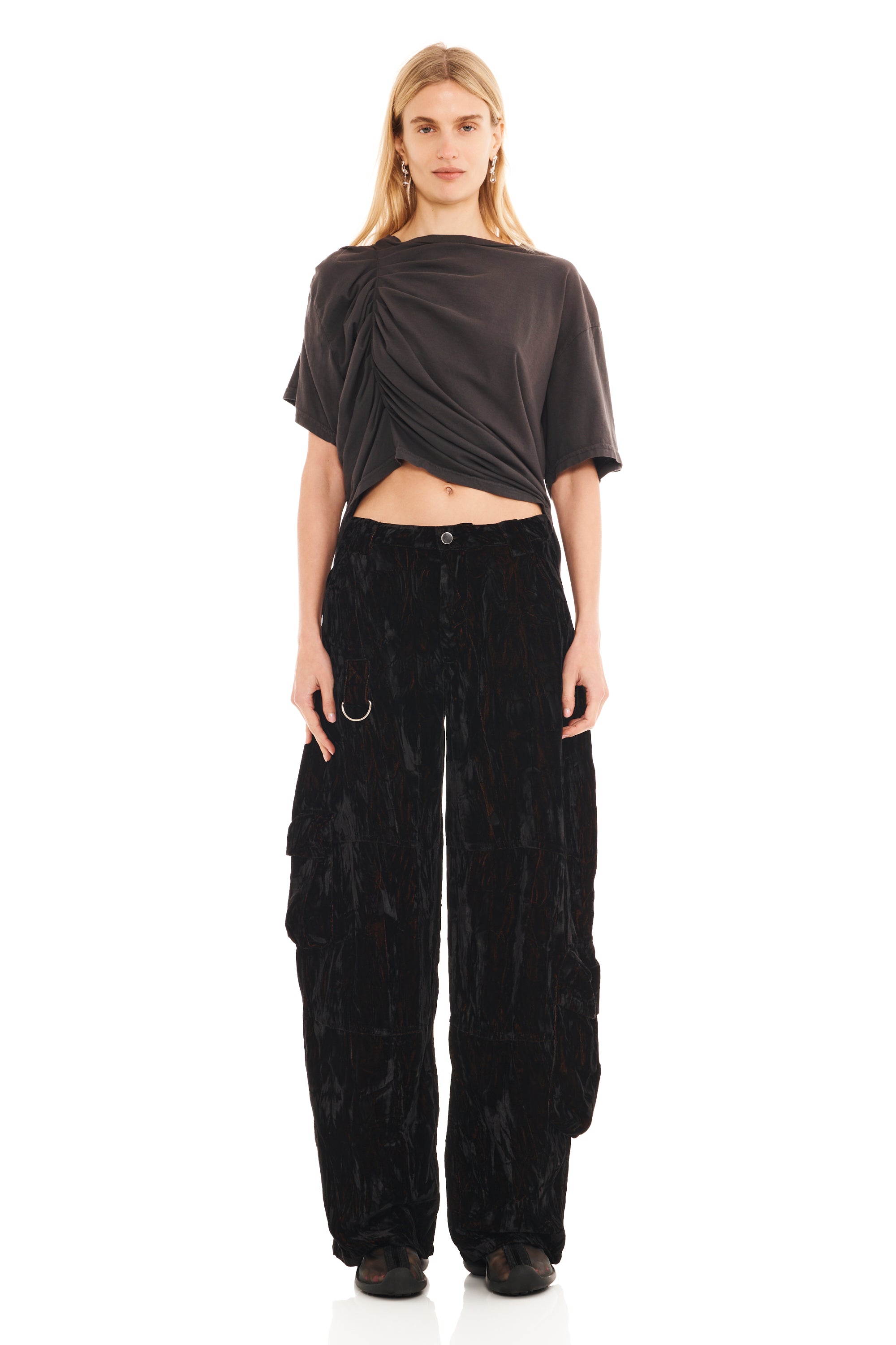 BLACK VELVET LAWN CARGO PANT