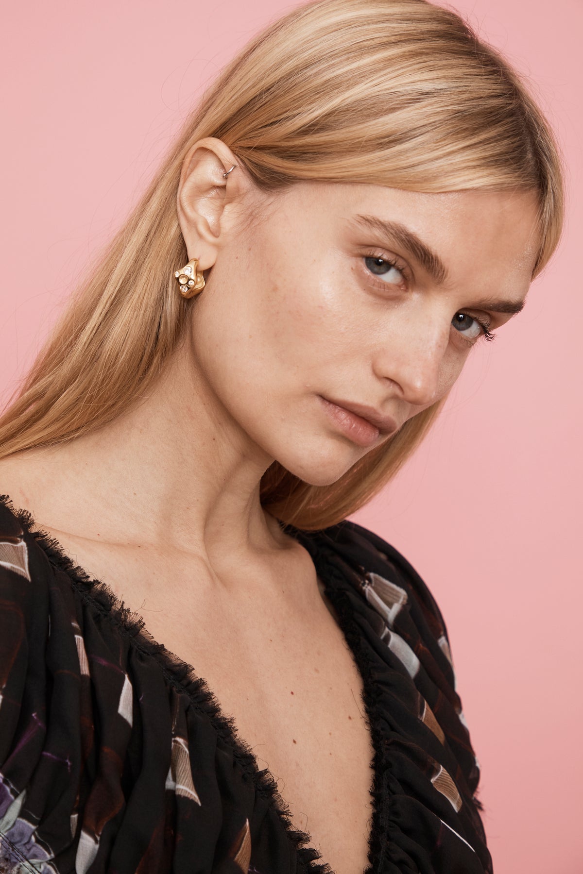 GOLD CLEAR BAT EARRINGS