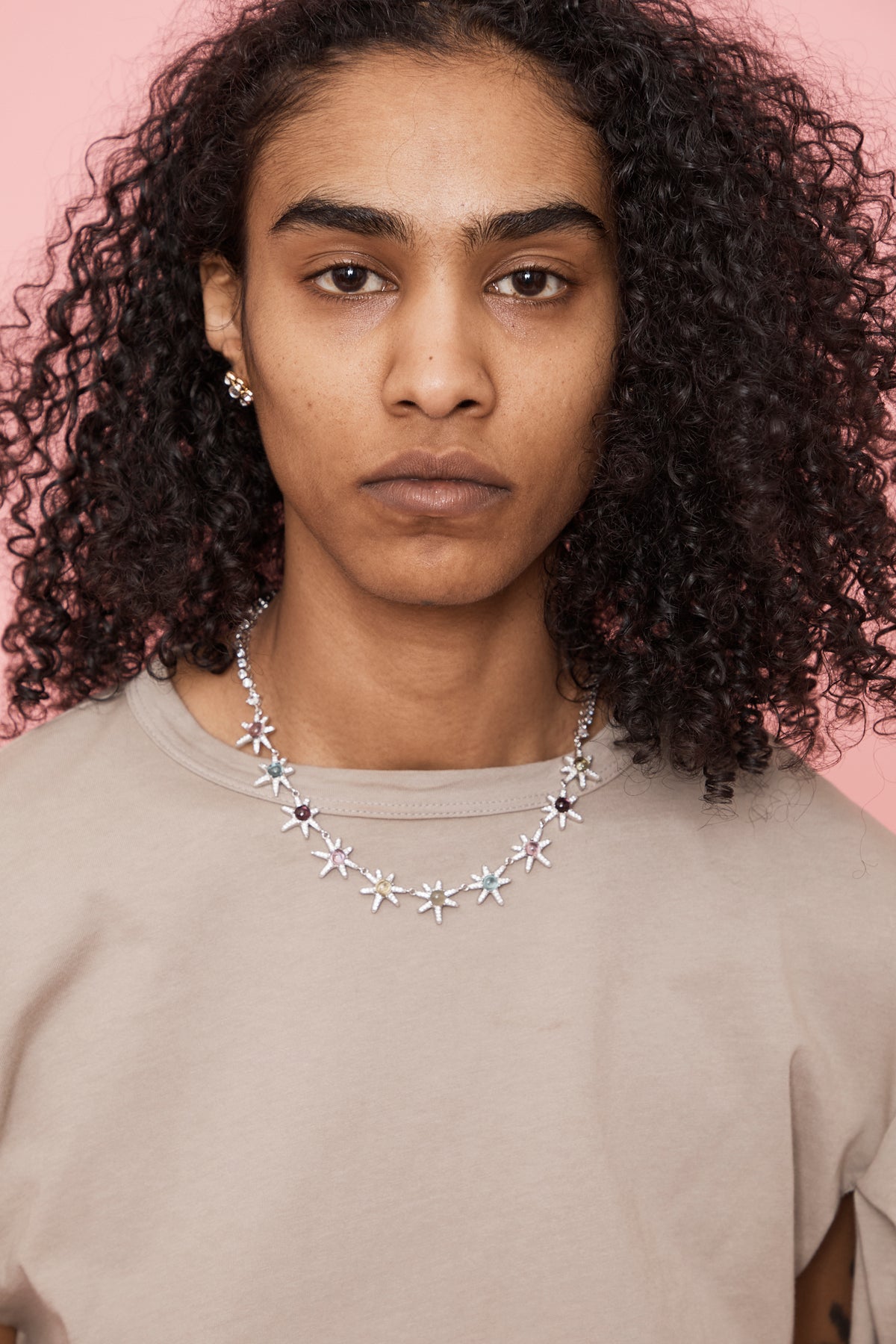 SILVER PASTEL ASTER NECKLACE