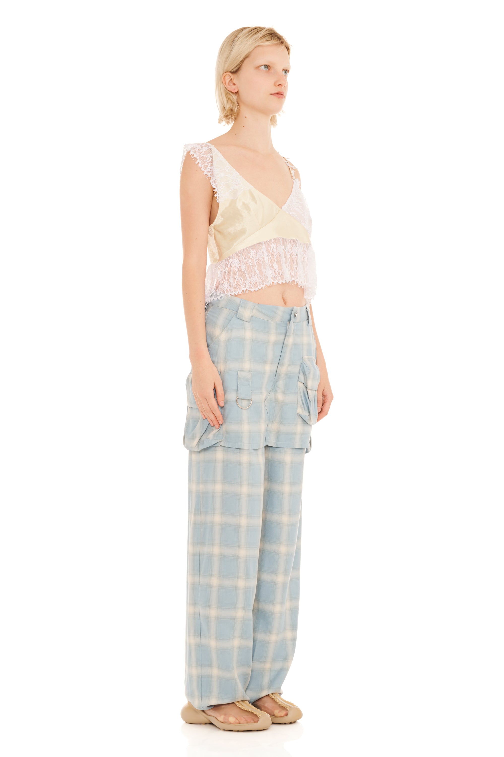 OCEAN PLAID CARGO SKIRTPANT