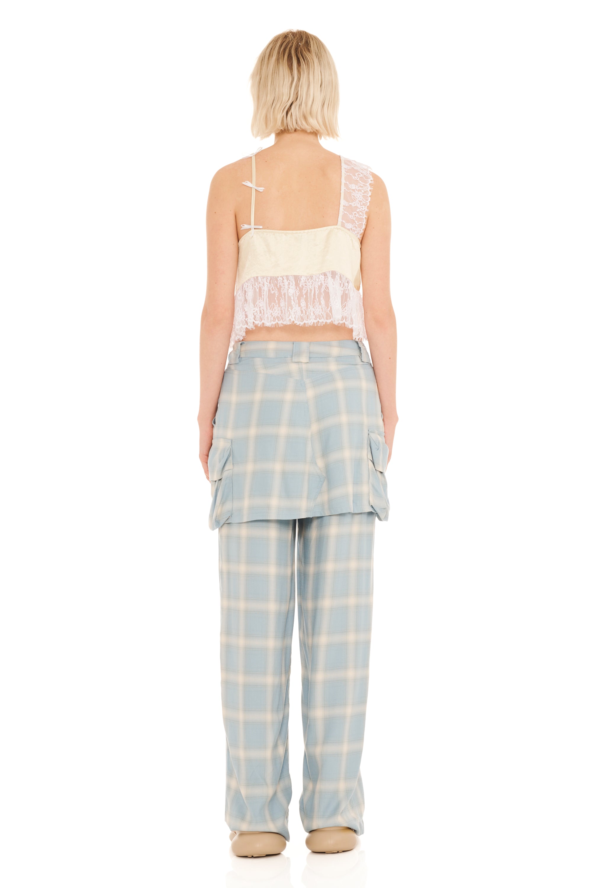 OCEAN PLAID CARGO SKIRTPANT