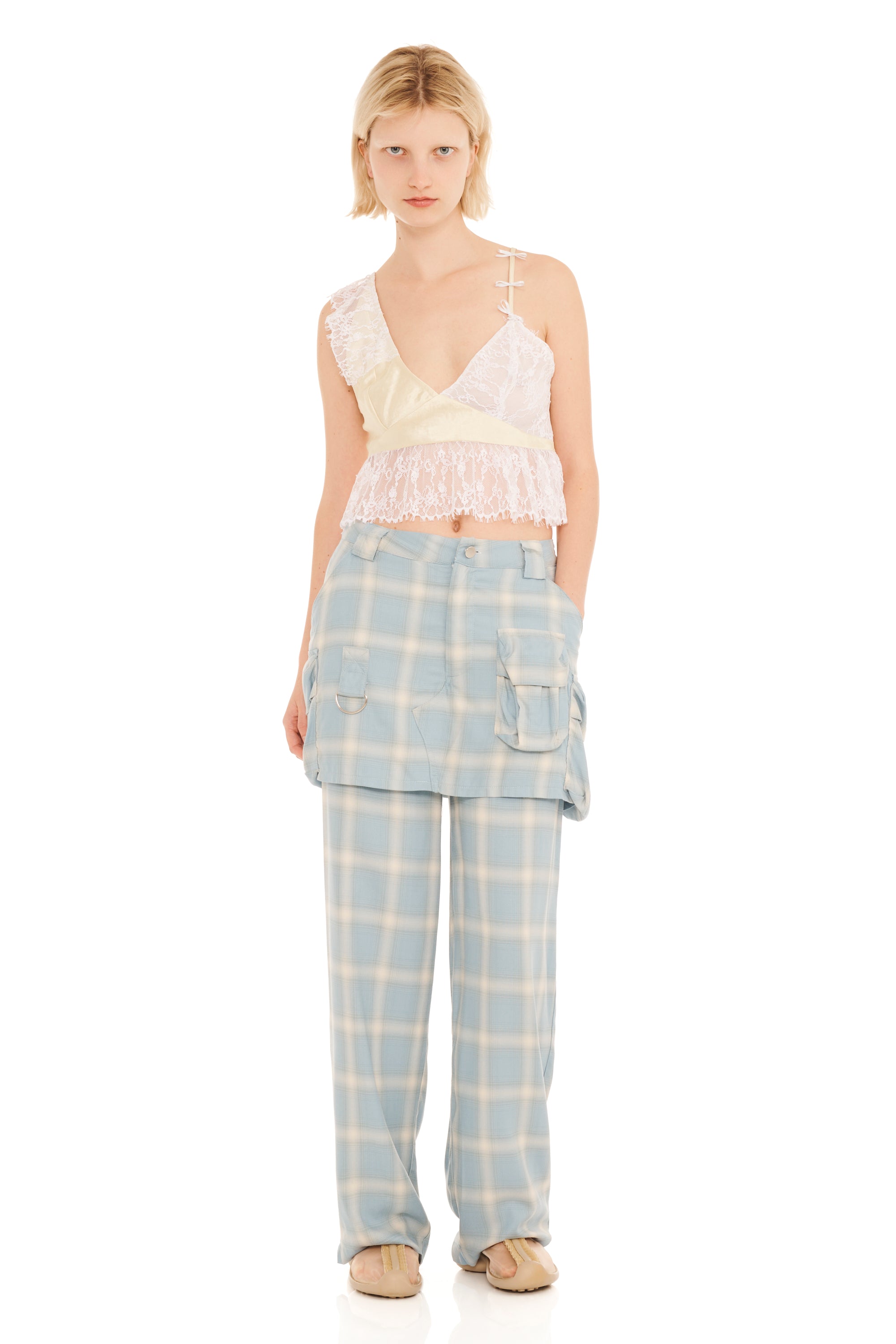 OCEAN PLAID CARGO SKIRTPANT