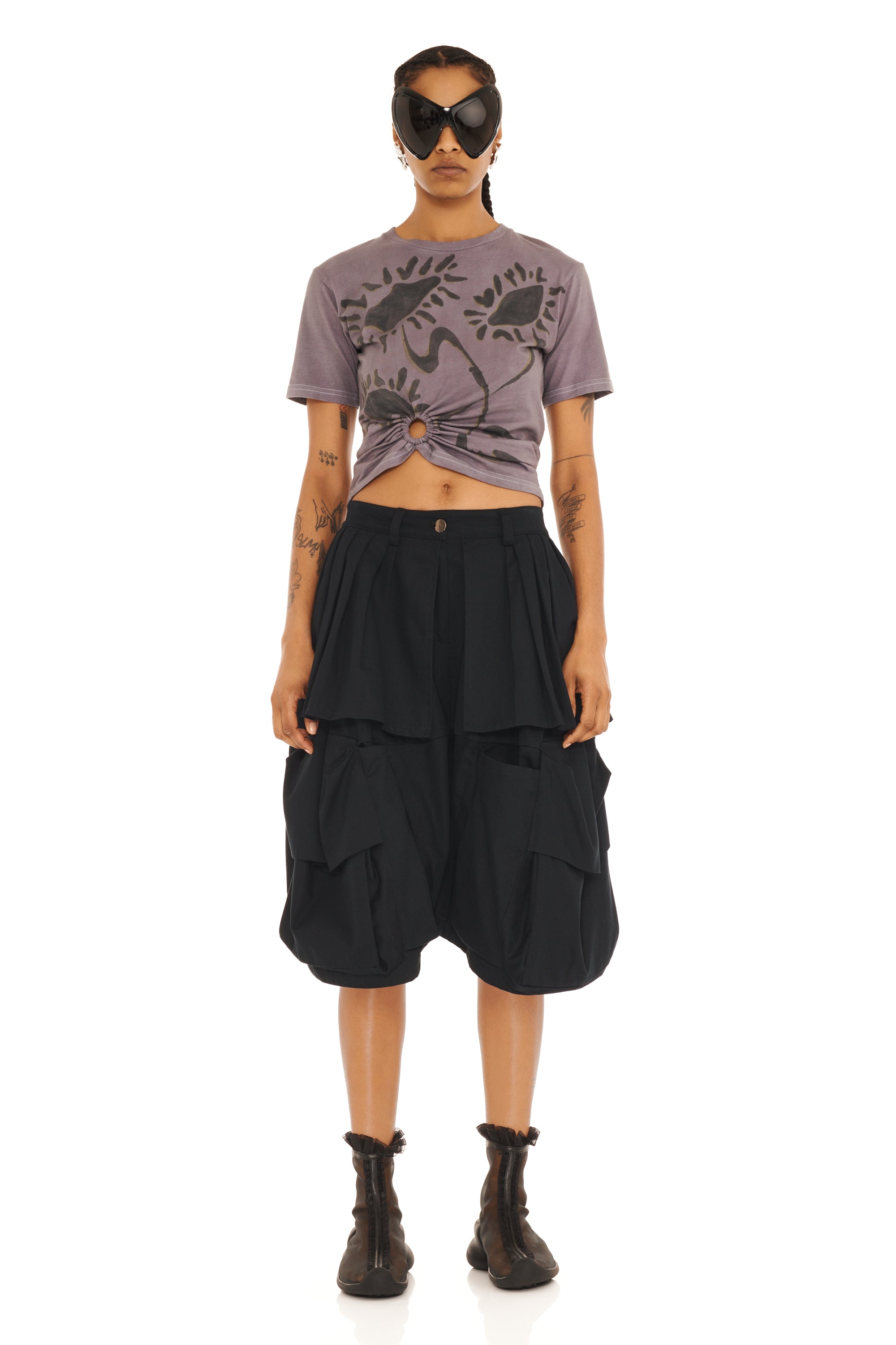BLACK DENIM HAZEL CARGO SHORT