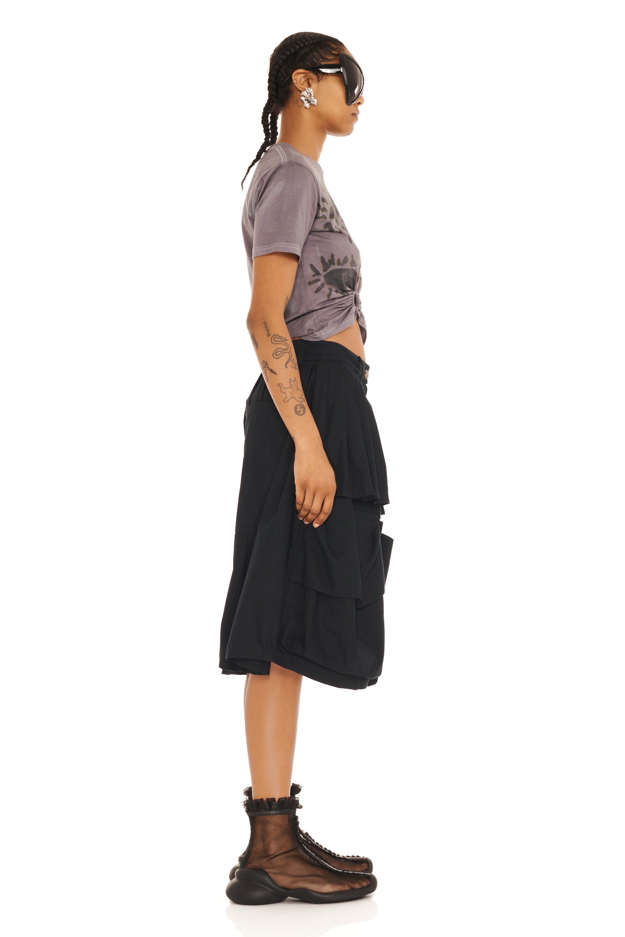 BLACK DENIM HAZEL CARGO SHORT