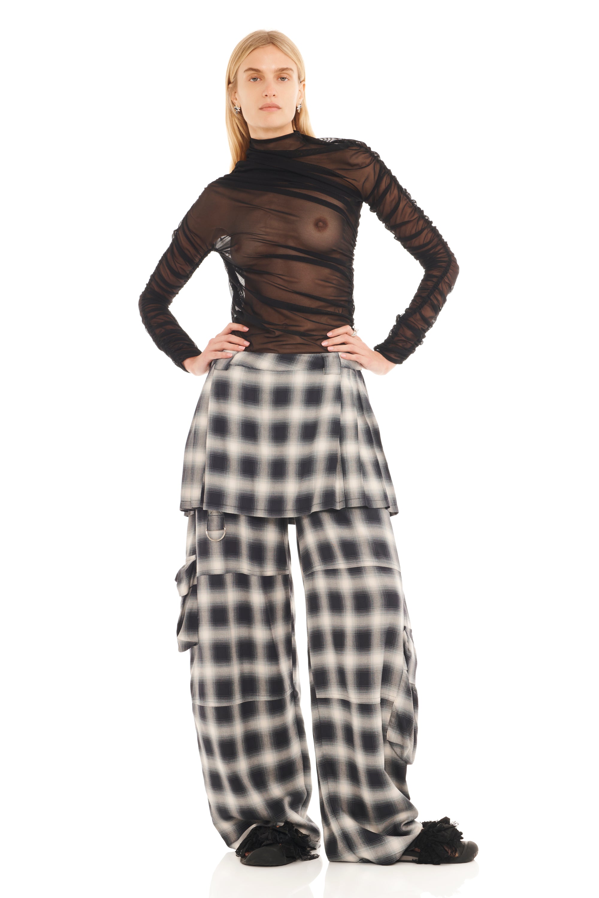 FOG PLAID LAWN SKIRT CARGO PANT