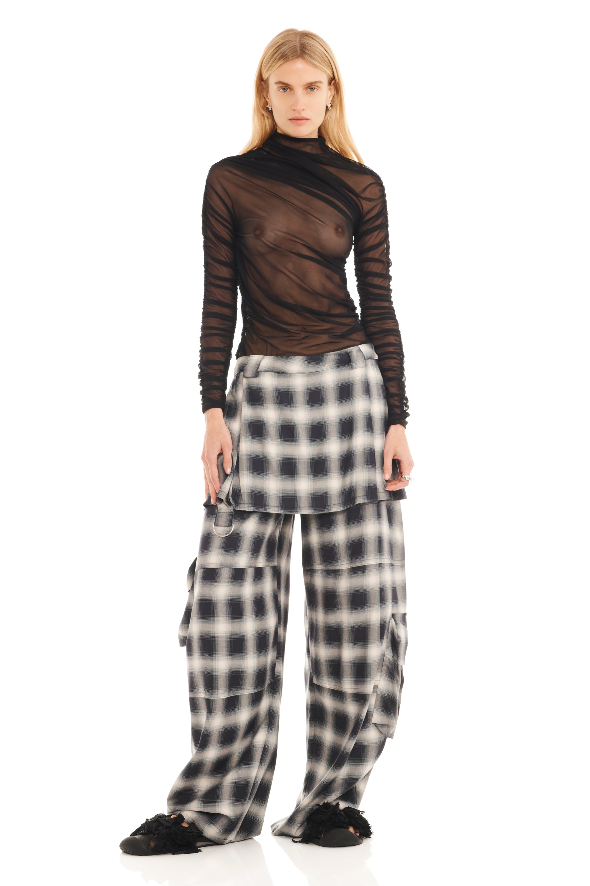 FOG PLAID LAWN SKIRT CARGO PANT