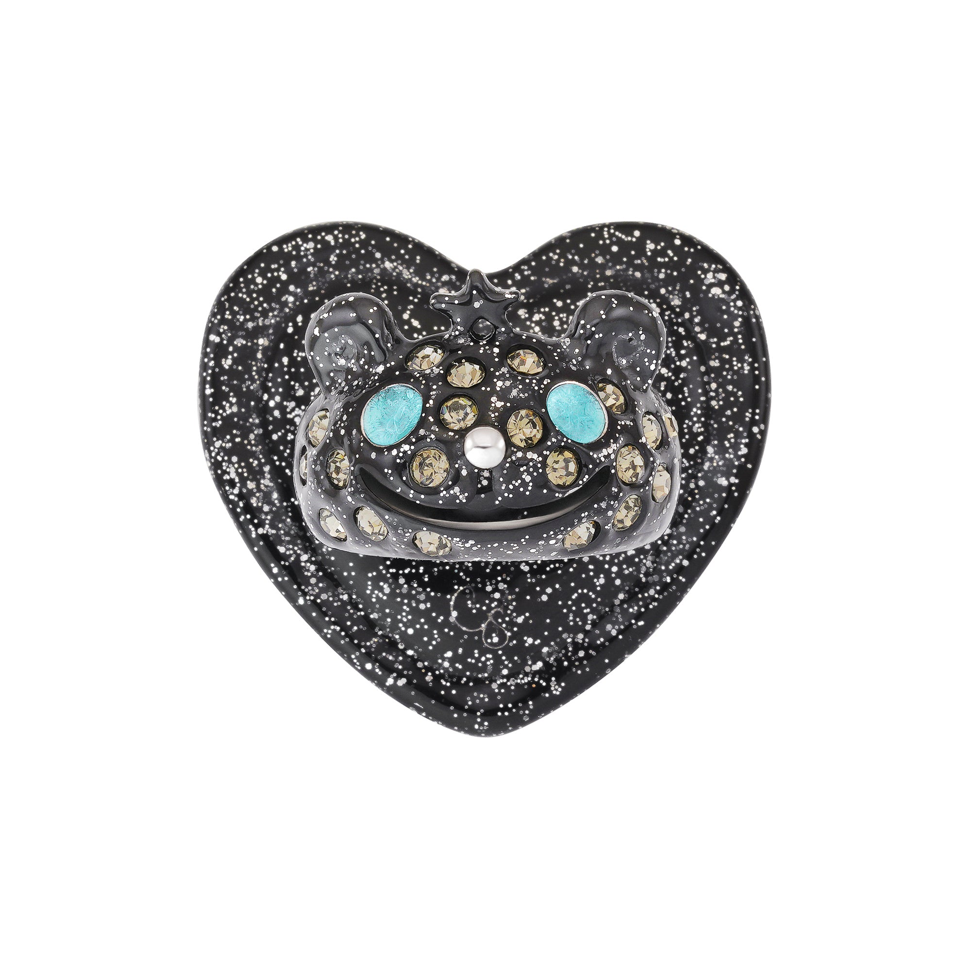 GLITTER BLACK PRINCESS BEAR GRIP RING