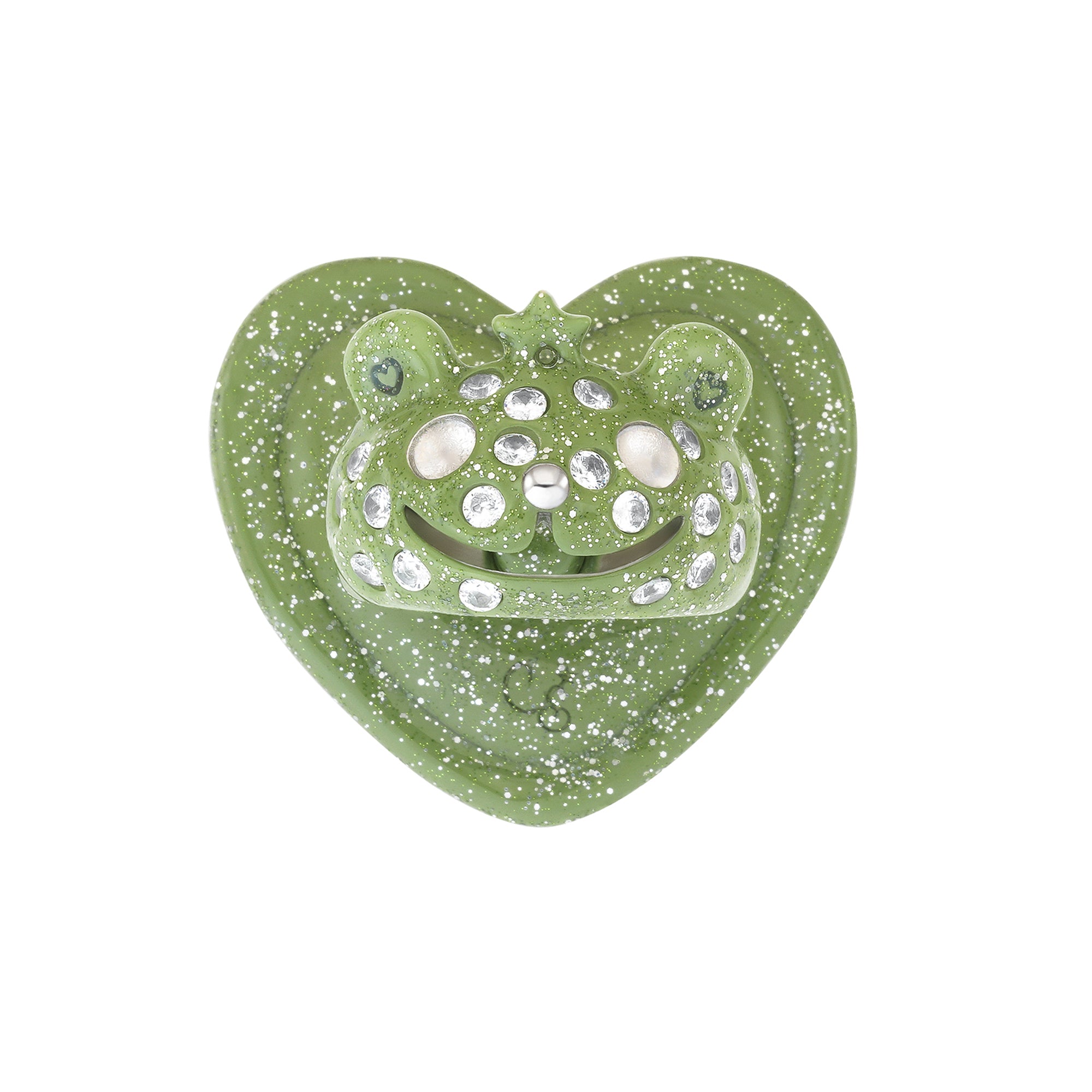 GLITTER GREEN PRINCESS BEAR GRIP RING