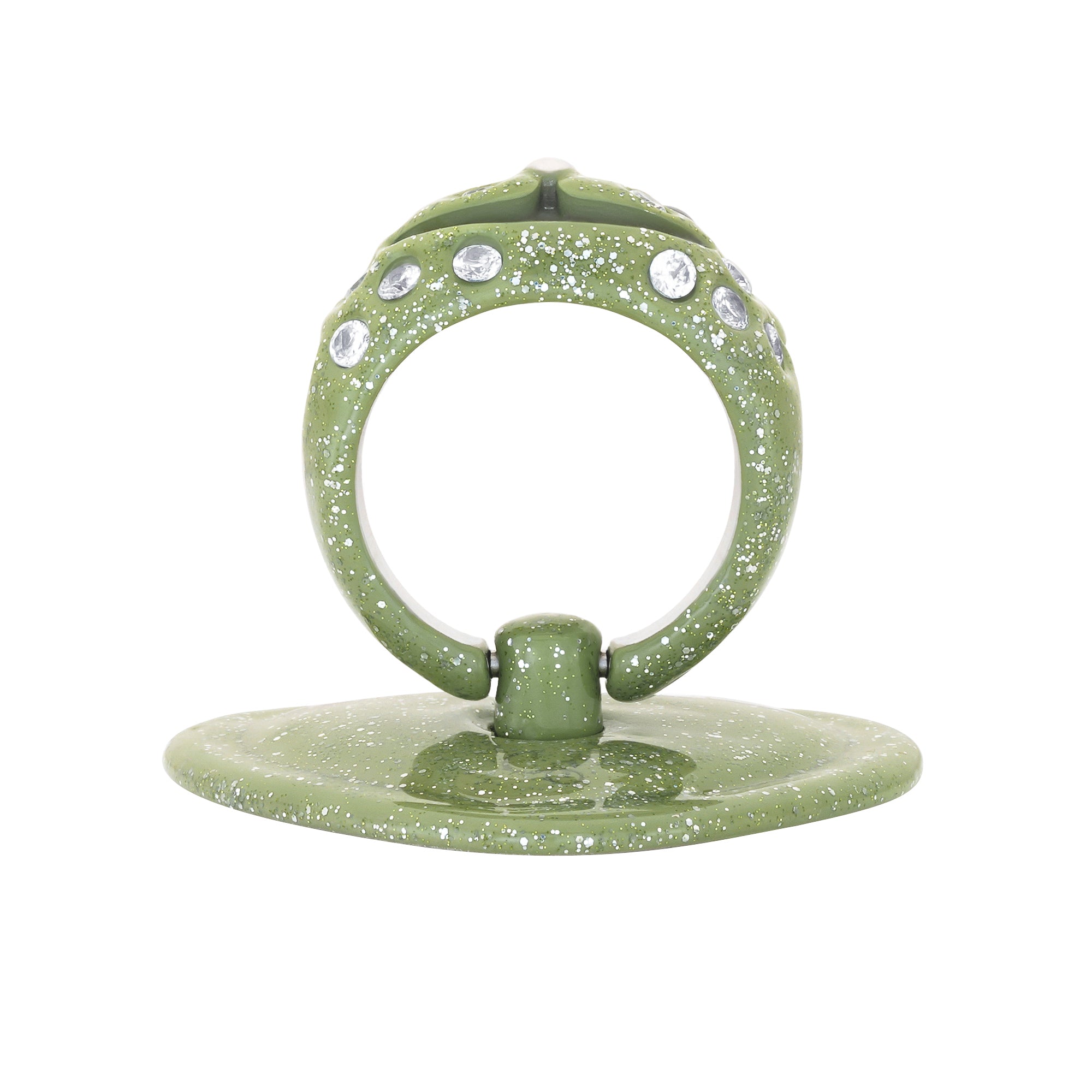 GLITTER GREEN PRINCESS BEAR GRIP RING