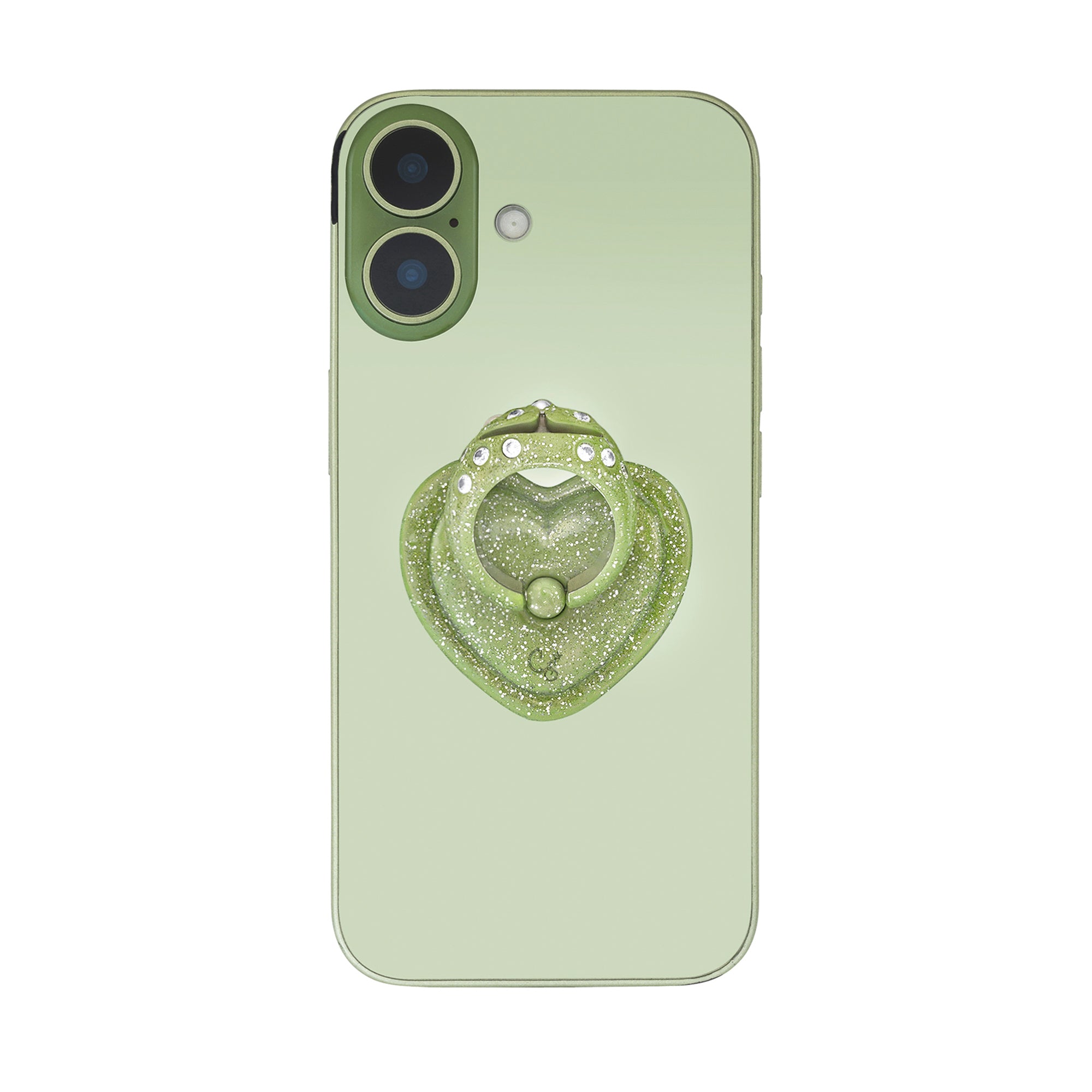 GLITTER GREEN PRINCESS BEAR GRIP RING