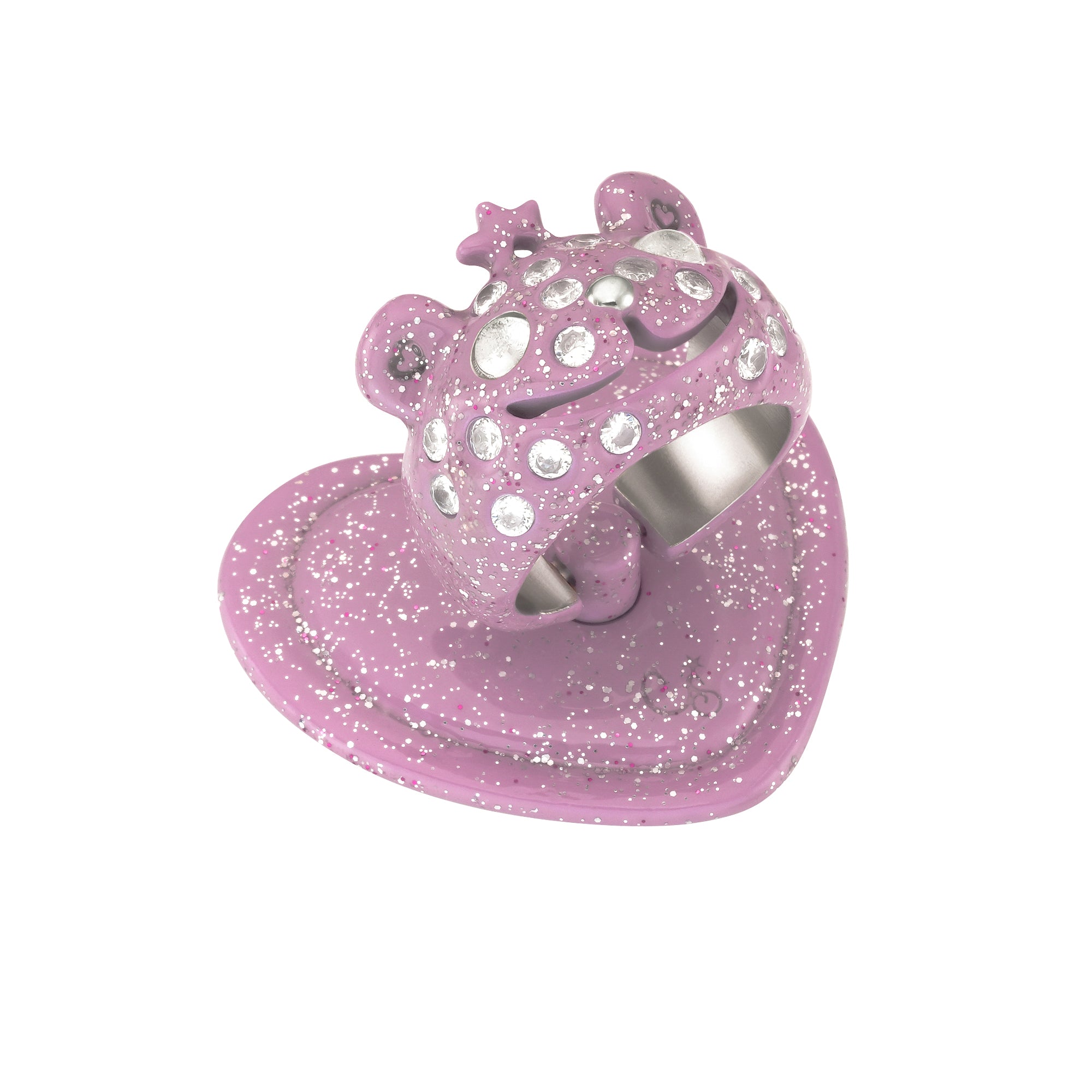 GLITTER PINK PRINCESS BEAR GRIP RING