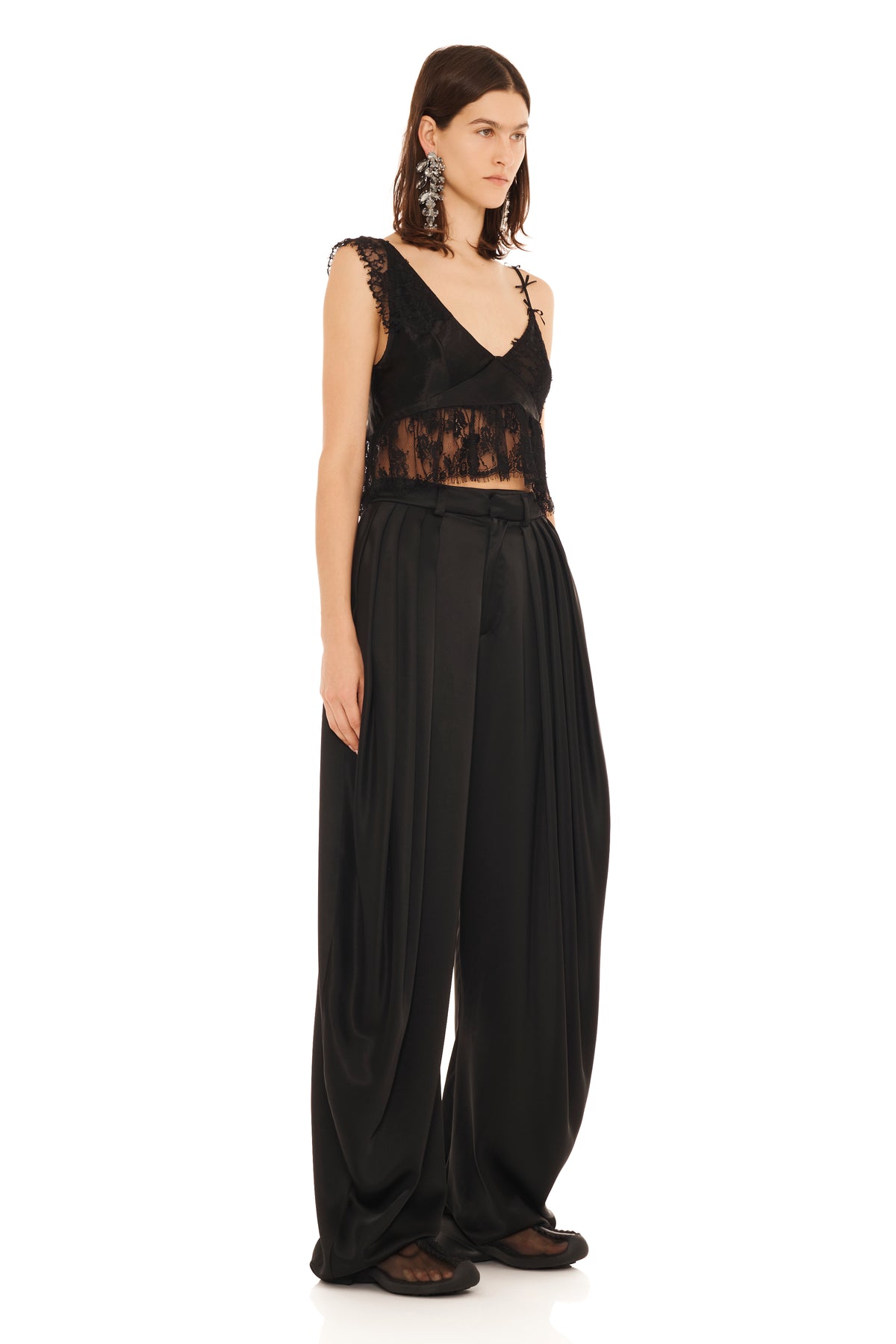 BLACK SATIN SIMONE PANT