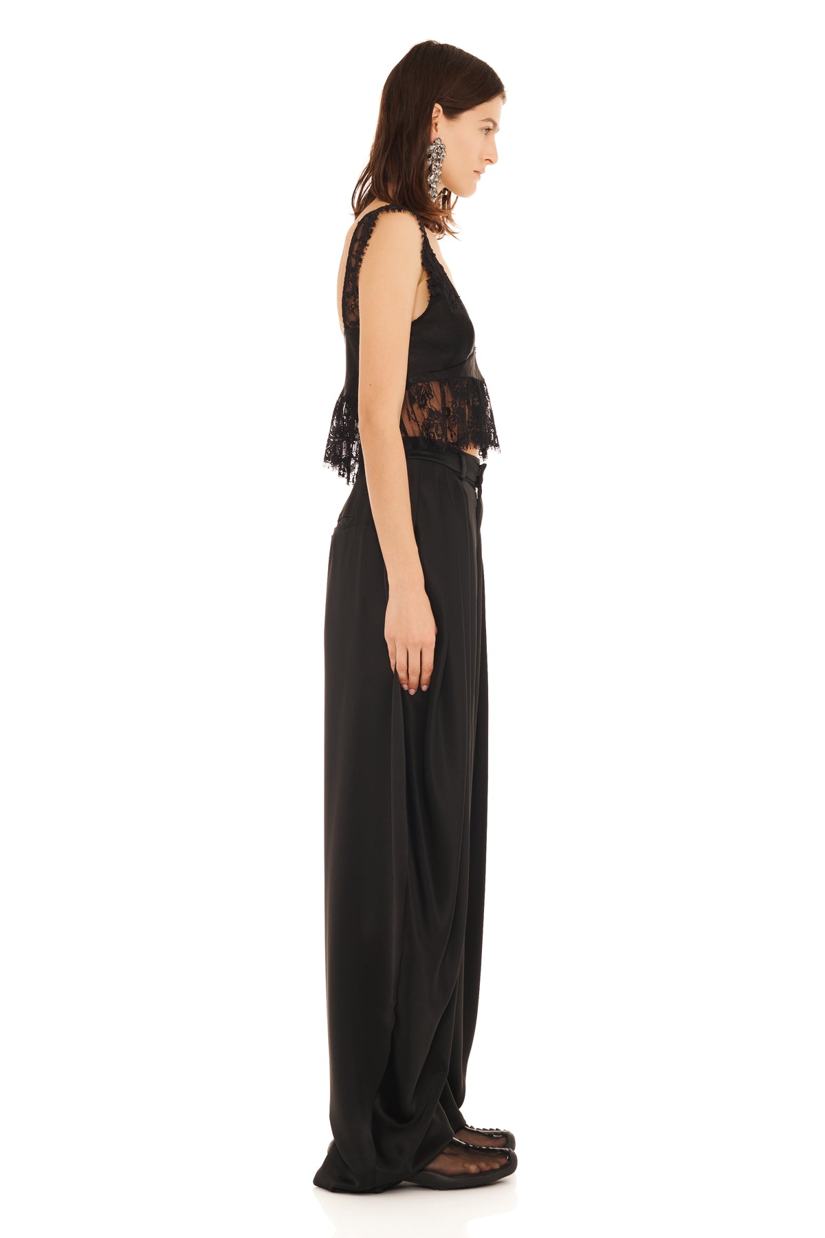 BLACK SATIN SIMONE PANT