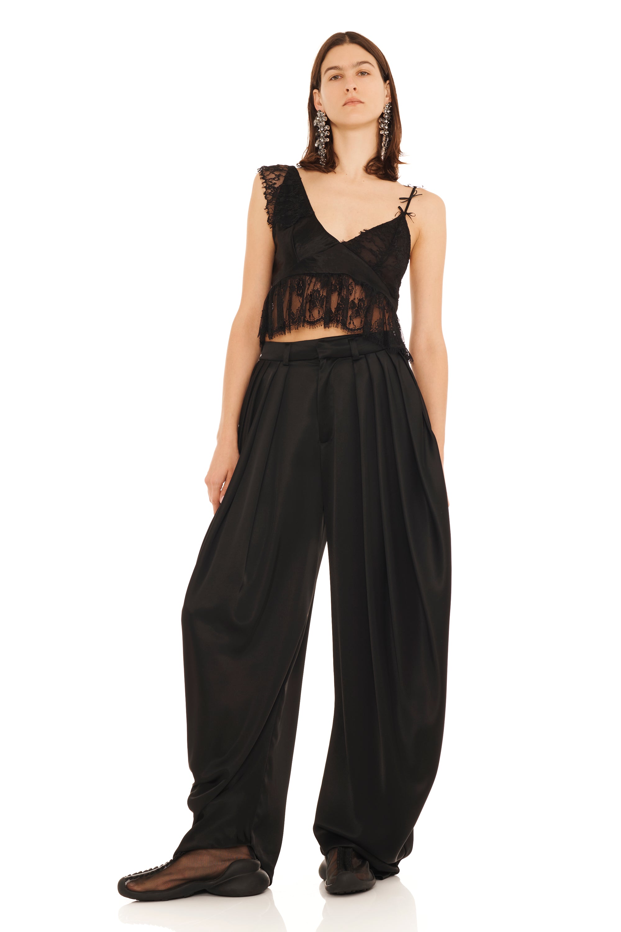 BLACK SATIN SIMONE PANT