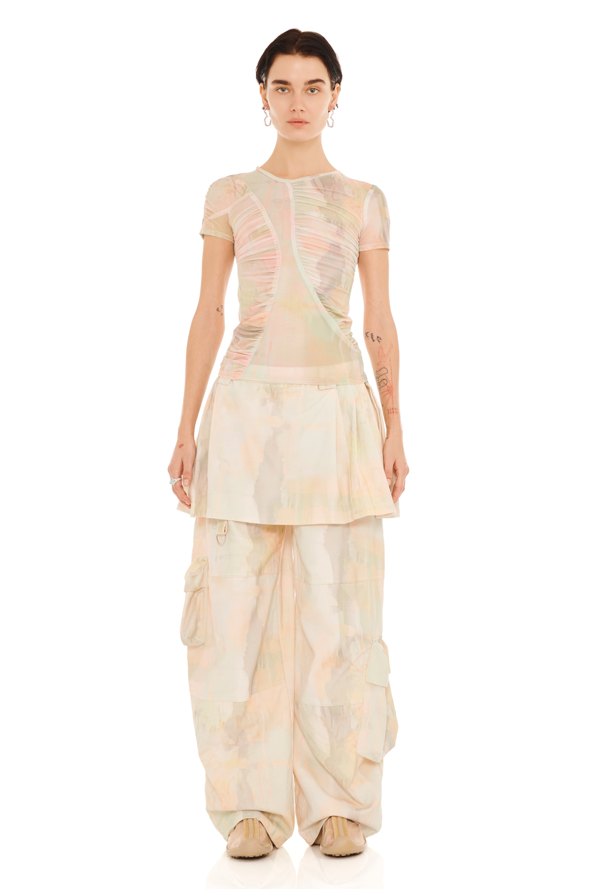 GUA SHA PLAID S/S SERPENTINE TOP