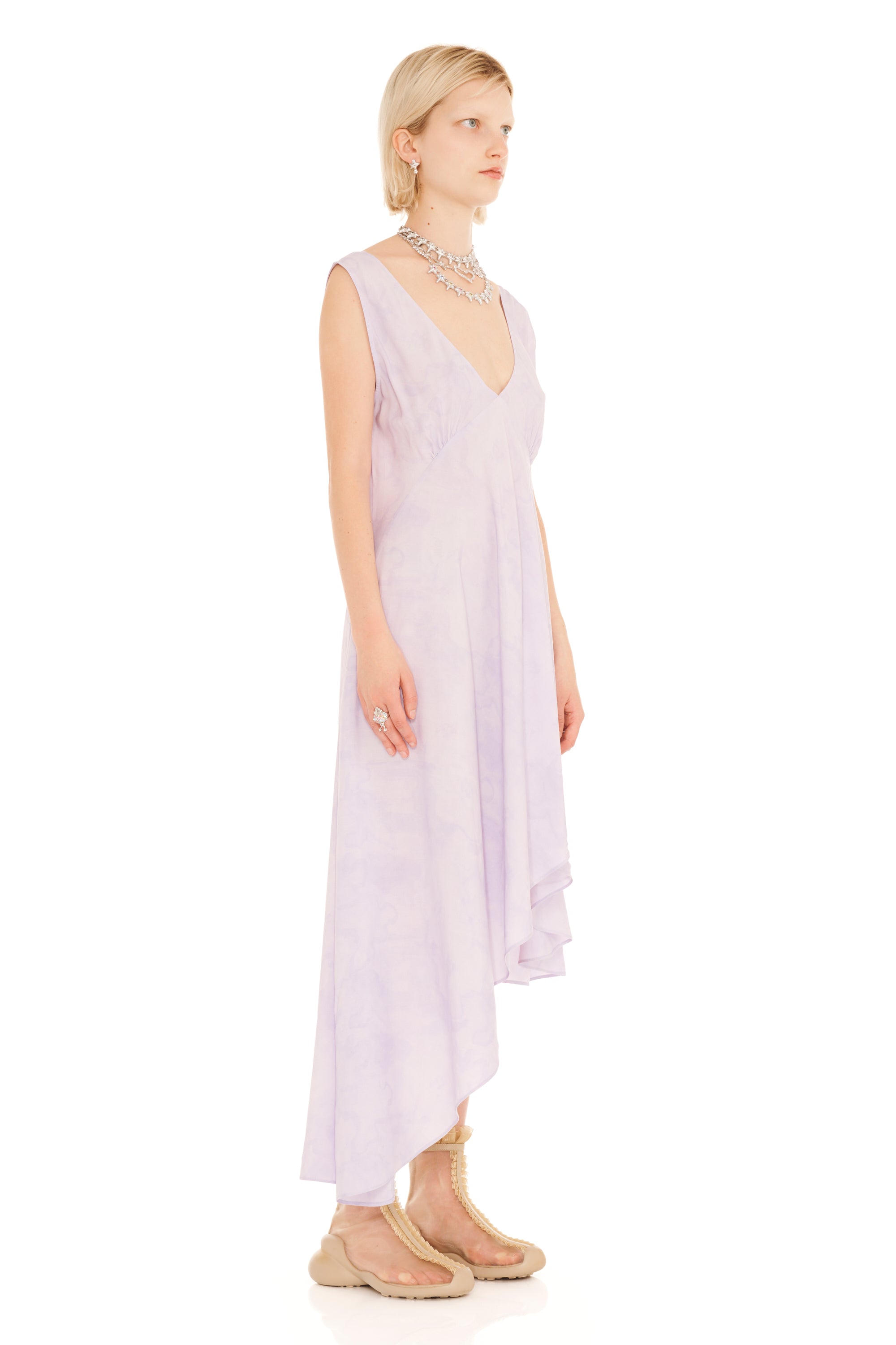 LILAC FLORAL SCRIBBLE TULIP DRESS