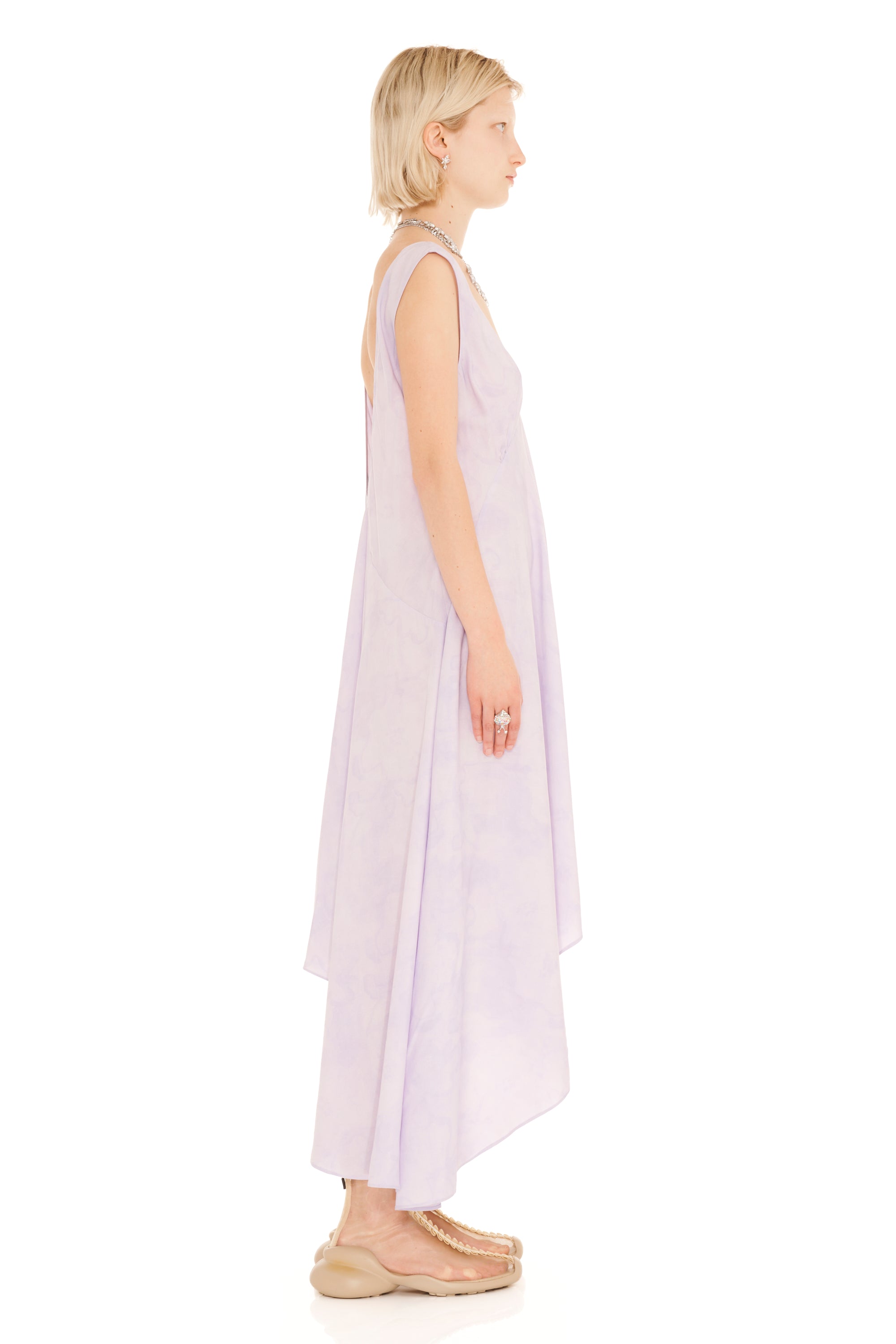 LILAC FLORAL SCRIBBLE TULIP DRESS