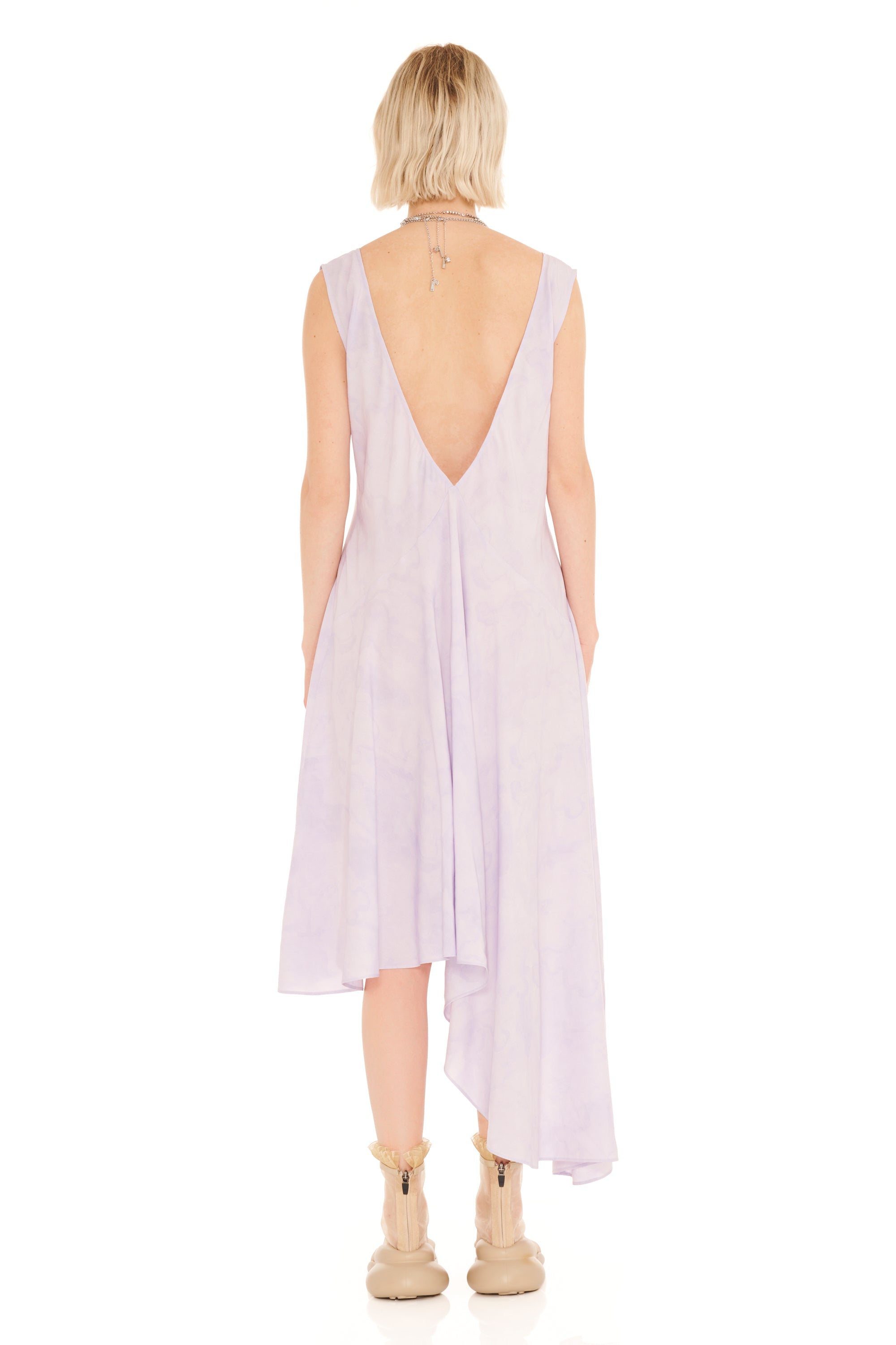 LILAC FLORAL SCRIBBLE TULIP DRESS
