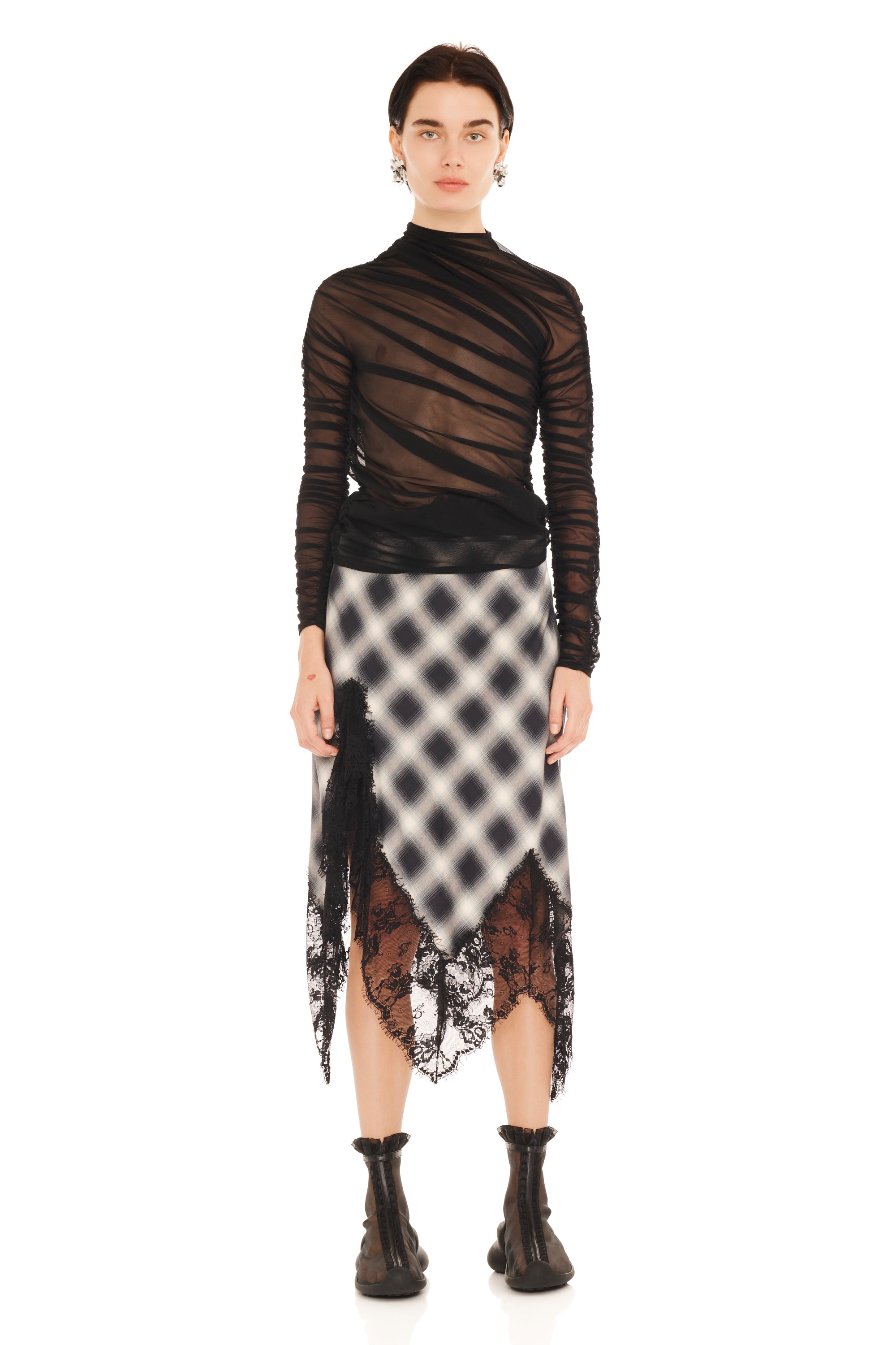 FOG PLAID WATERLILY SKIRT