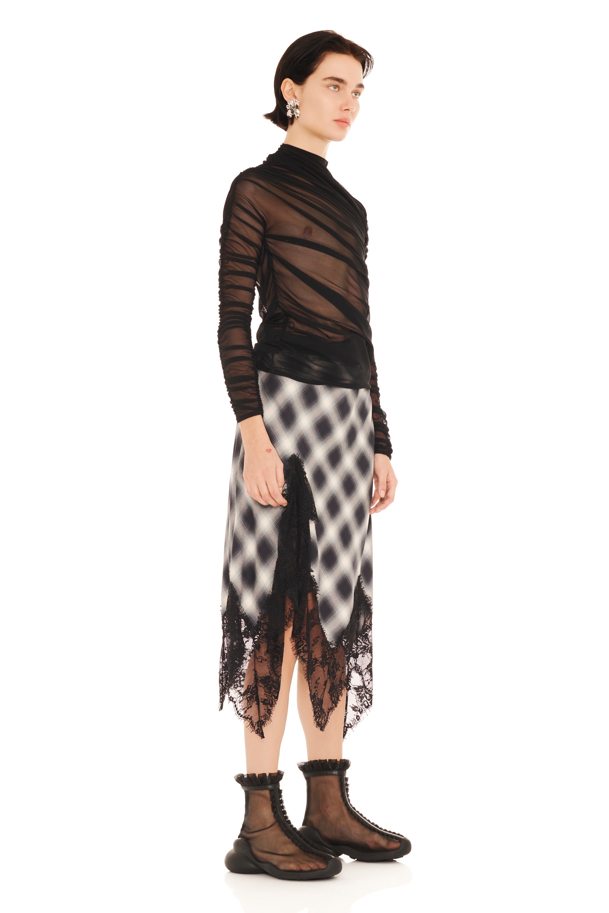 FOG PLAID WATERLILY SKIRT